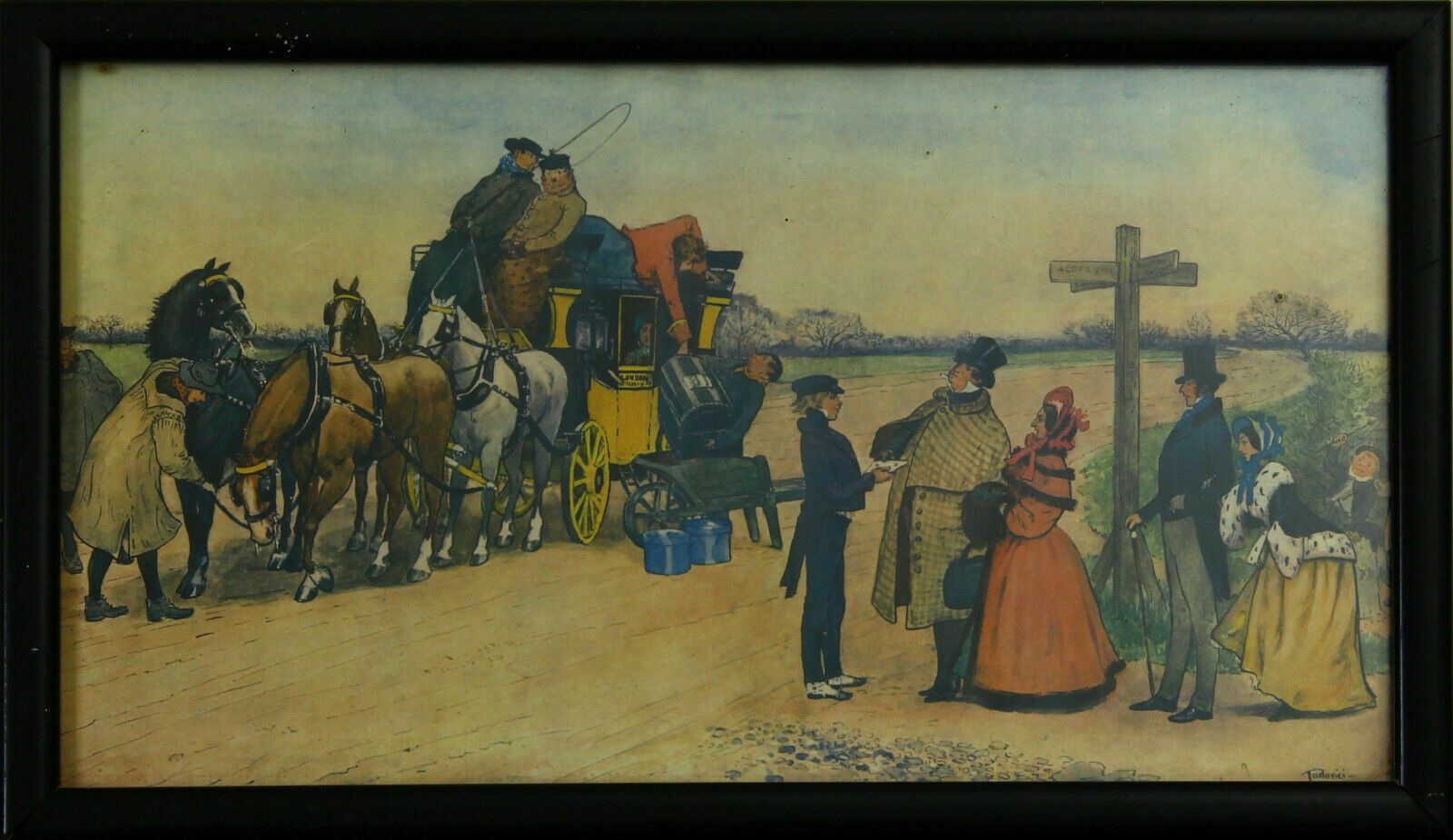 Chromolithograph By Albert Ludovici. "Mr Pecksniff Leaves For London"