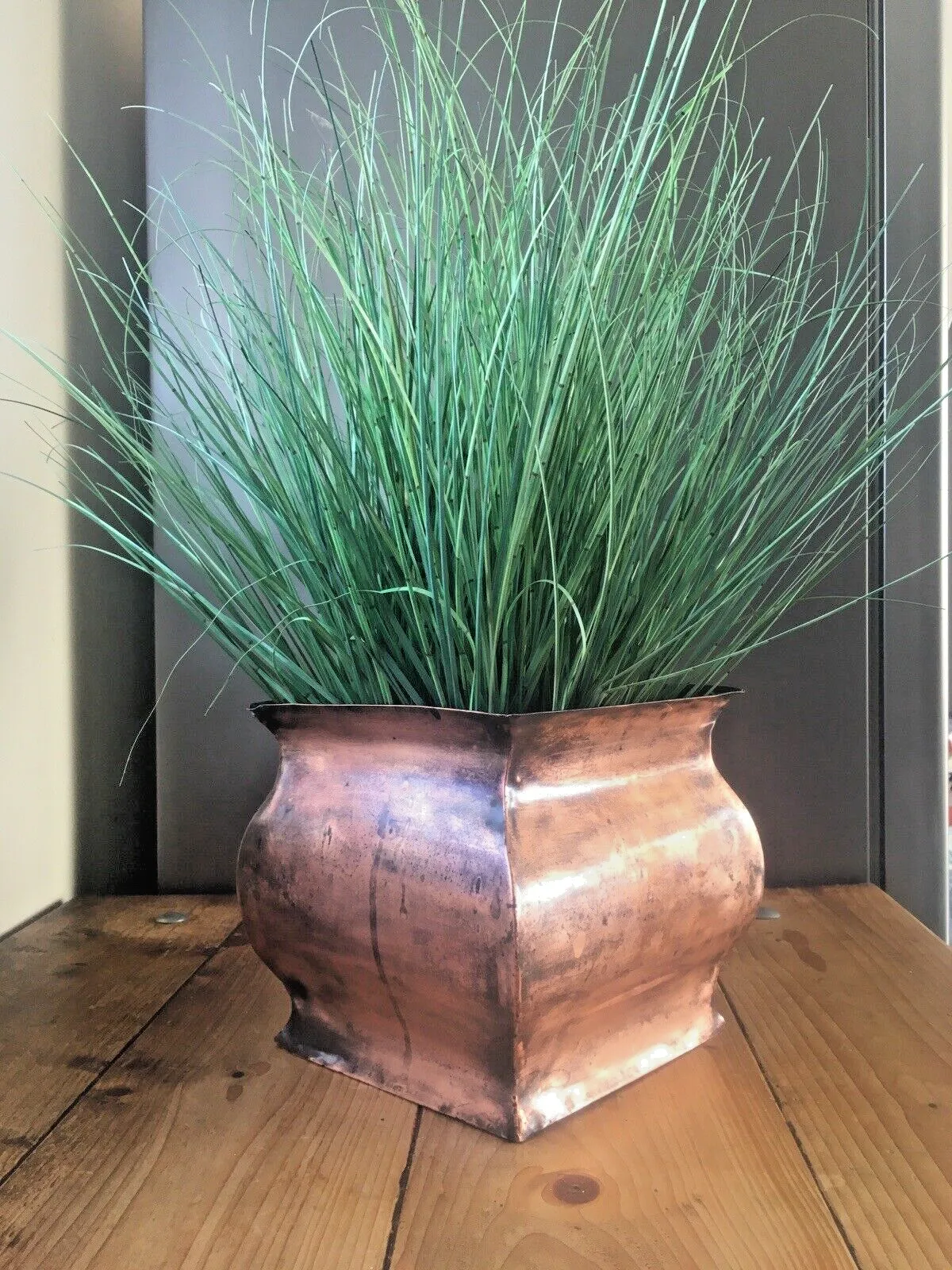 Antique Arts & Crafts / Art Nouveau Country House Solid Copper Planter Plant Pot