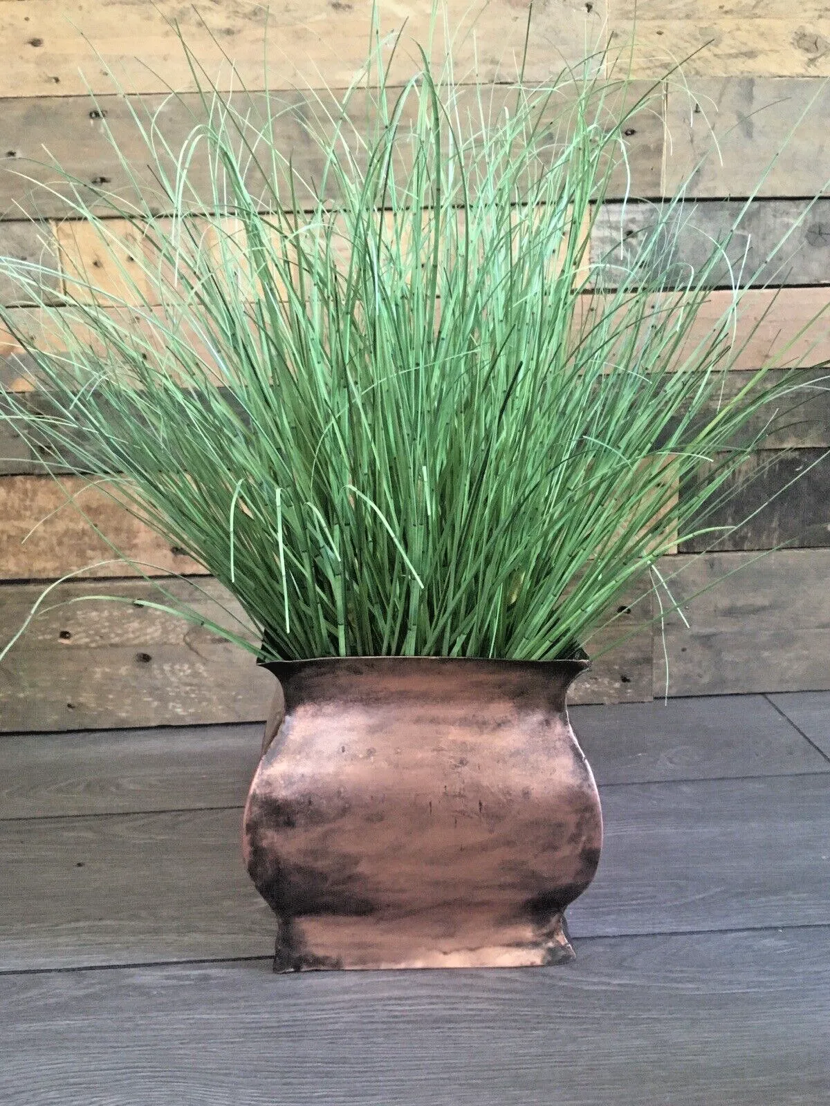 Antique Arts & Crafts / Art Nouveau Country House Solid Copper Planter Plant Pot photo for sale