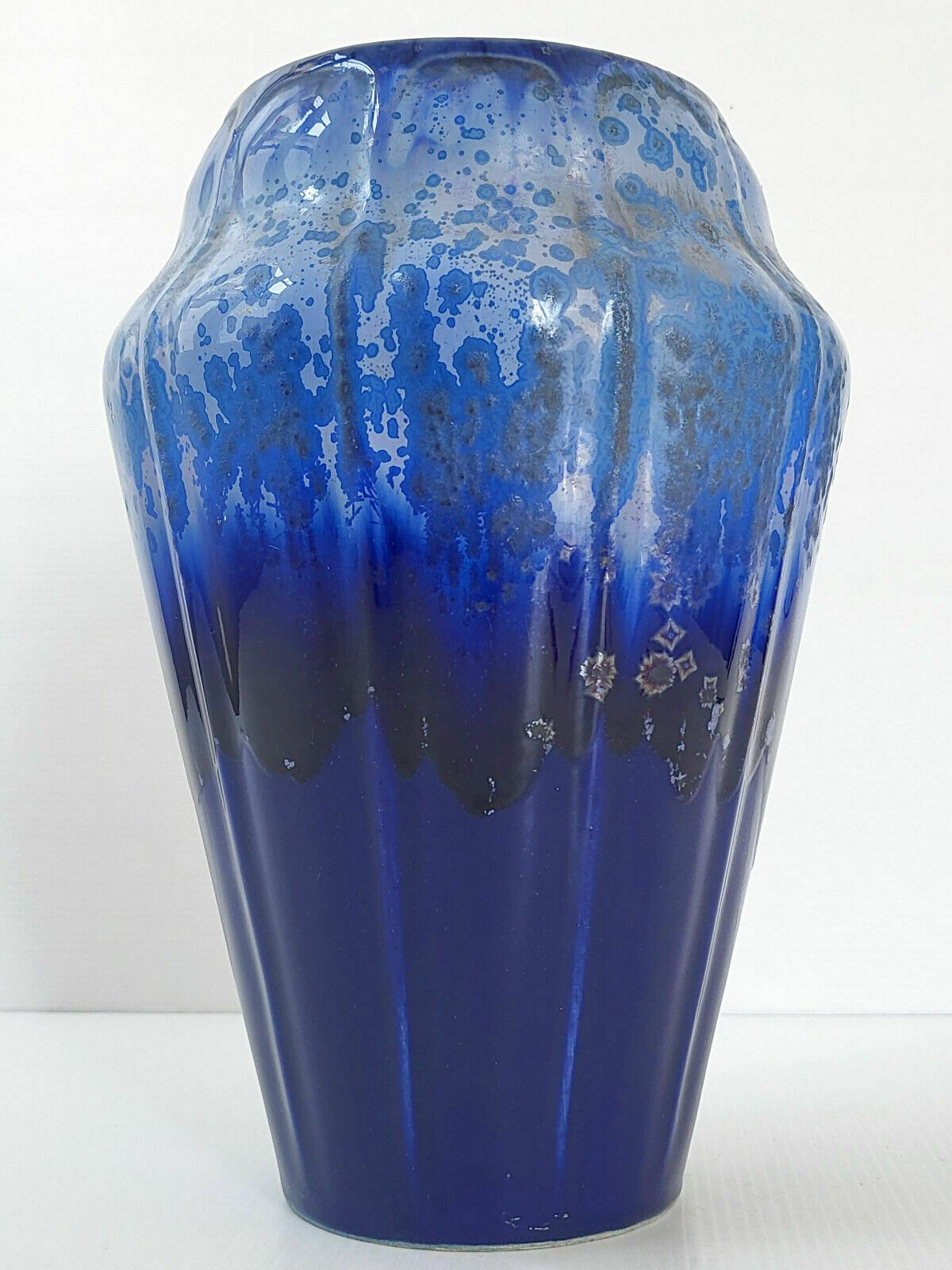 321.0 Pair Of French Art Deco Vases In French Ceramic Blue Gres 1920 1930 Vintage photo