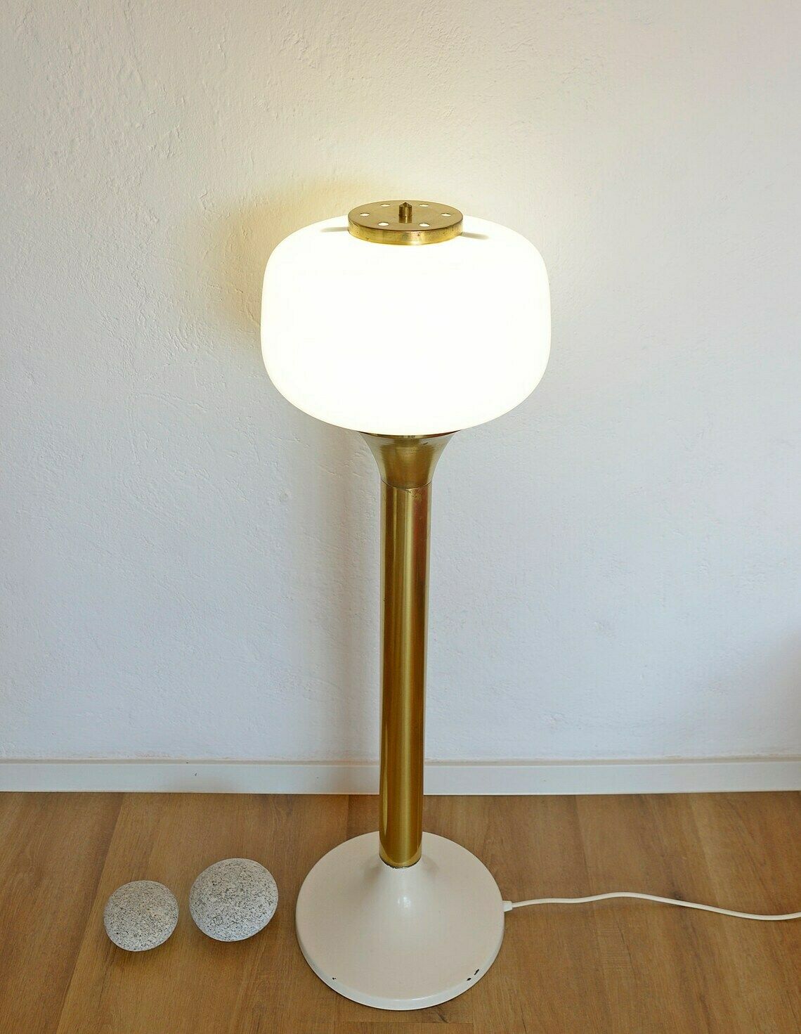 Vintage Brass Floor Lamp / Bedside Standing Lamp / Elegant Gold Tall Light Fixture / Mid Century Modern / Space Age Yugoslavia 1970's photo 494.0