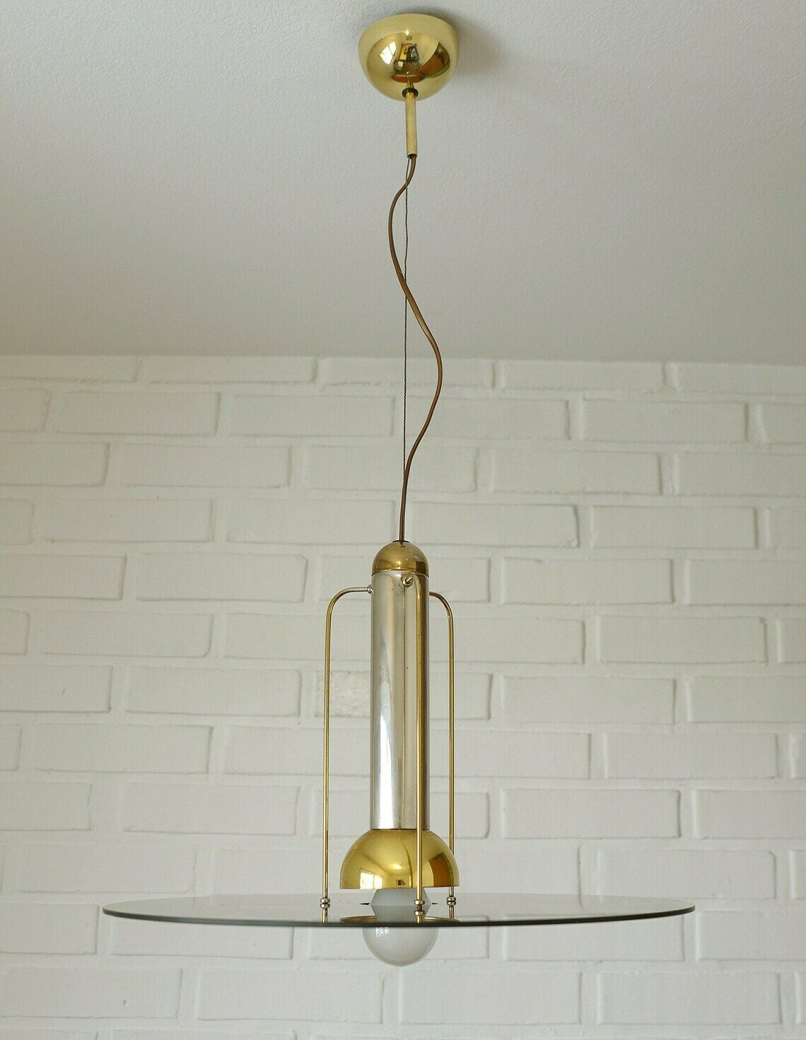 Vintage Pendant Light / Spage Age / Hanging Lamp / Minimalist Chandelier / Mid Century Modern / Post Modern Light Fixture photo furniture
