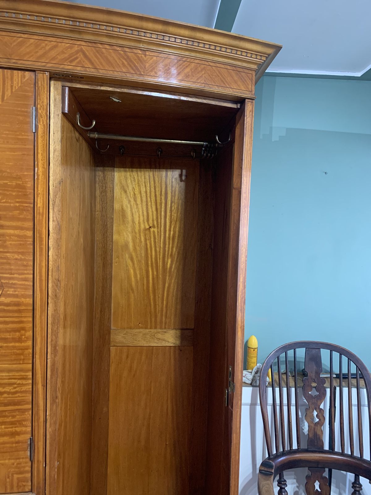 Furniture A Quality Satinwood Edwardian Wardrobe photo