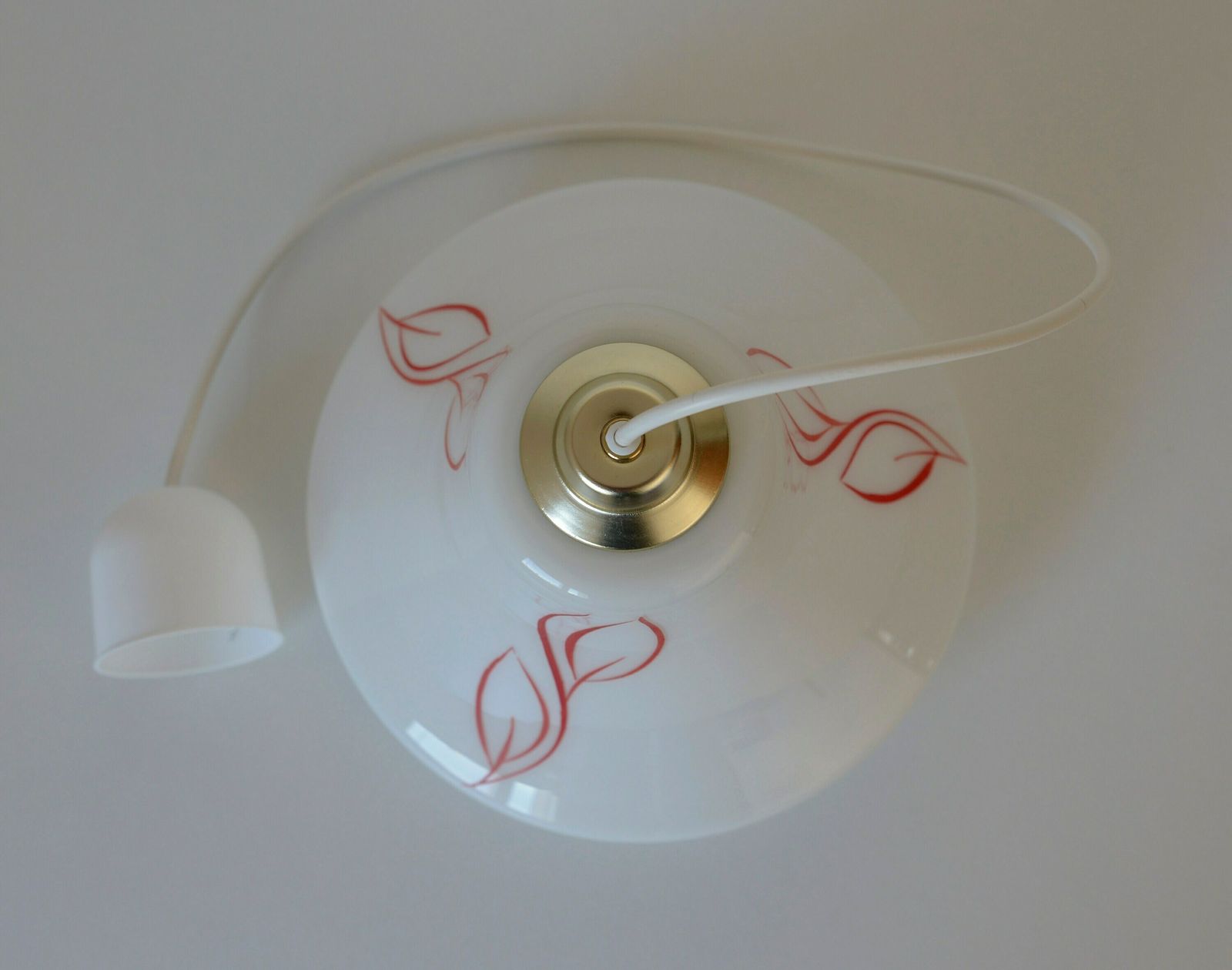 Vintage White Pendant Light / Retro Kitchen 50's / Mid Century Modern Chandelier photo vintage