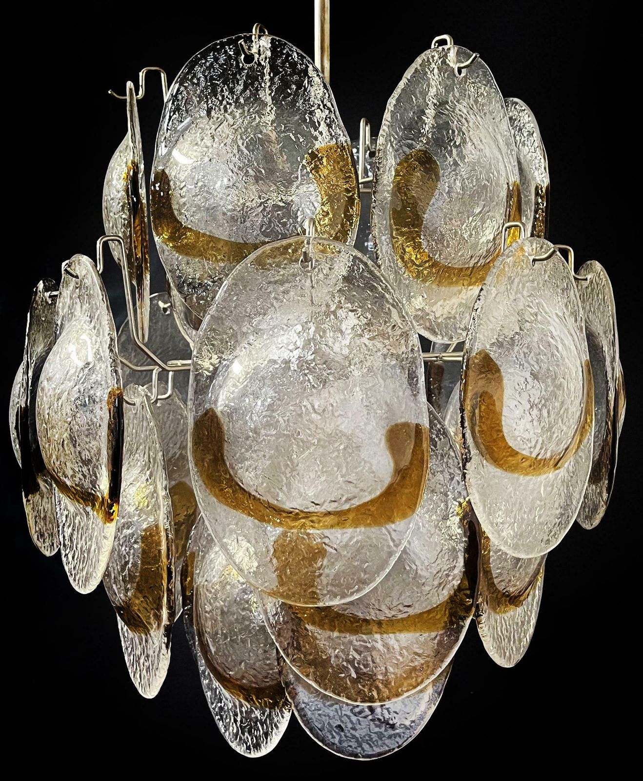 Elegant Vintage Italian Murano Chandelier   24 Clear And Amber photo buy
