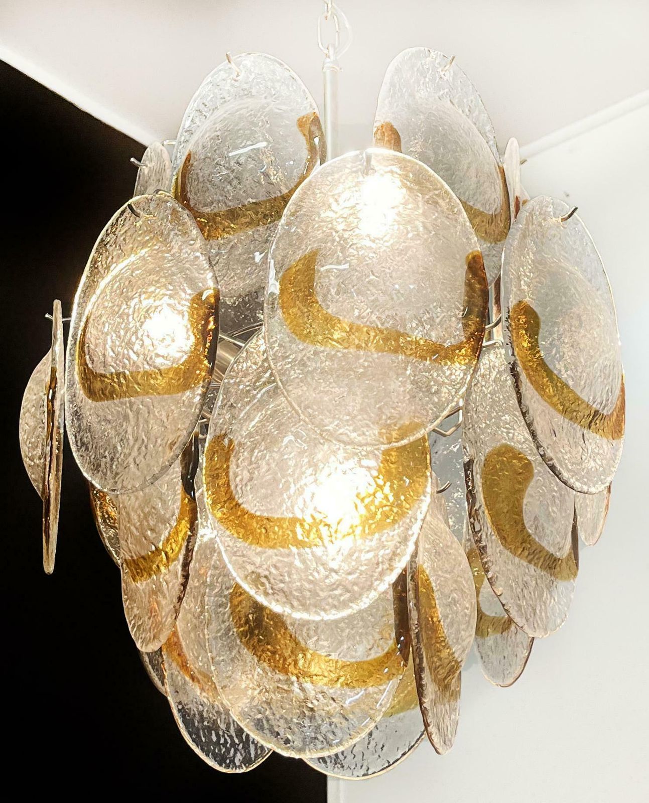 photo buy Elegant Vintage Italian Murano Chandelier   24 Clear And Amber