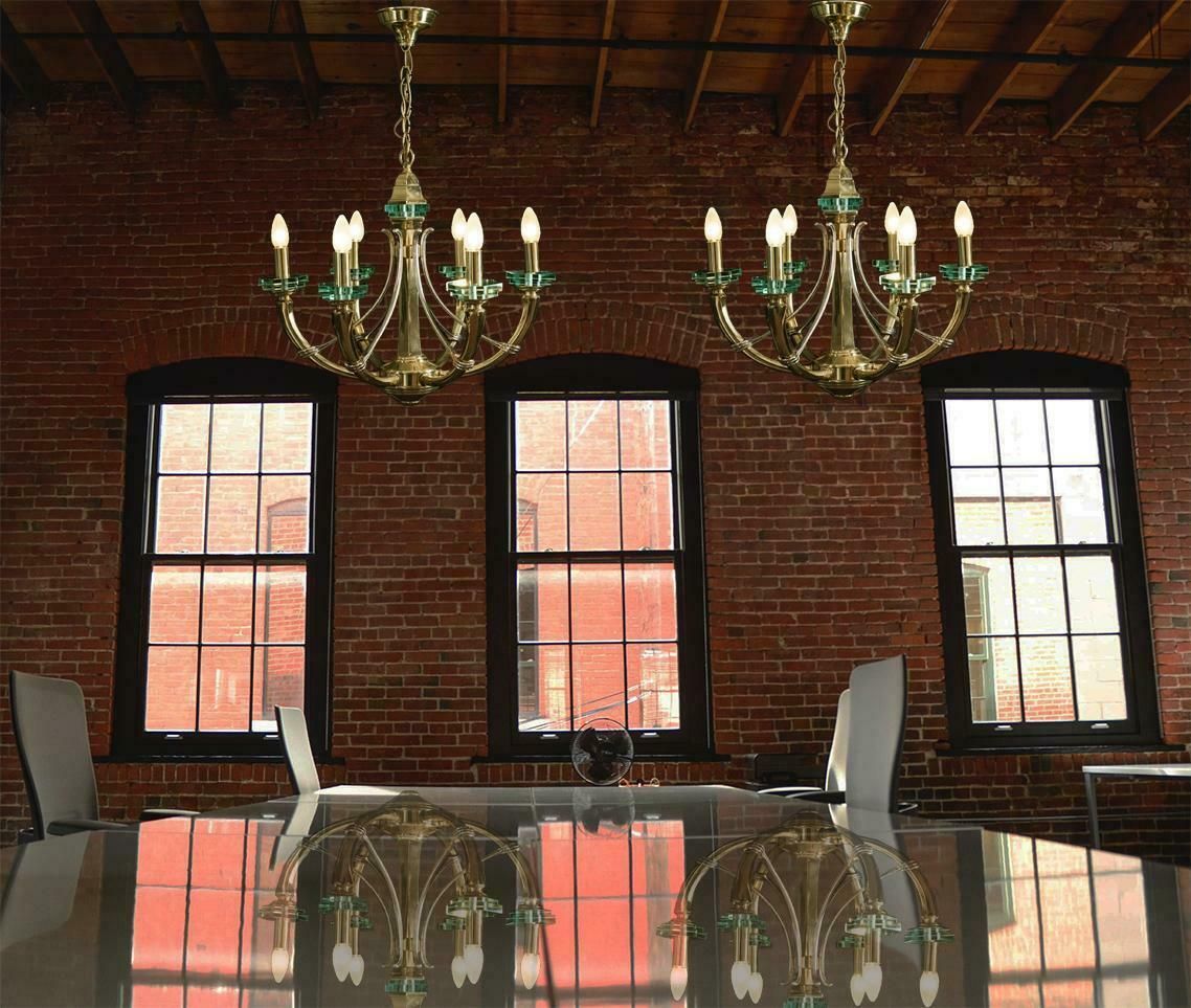 Pair Rare "Luxuria" Italian Chandeliers Fontana Arte Style, 1960s photo vinterior