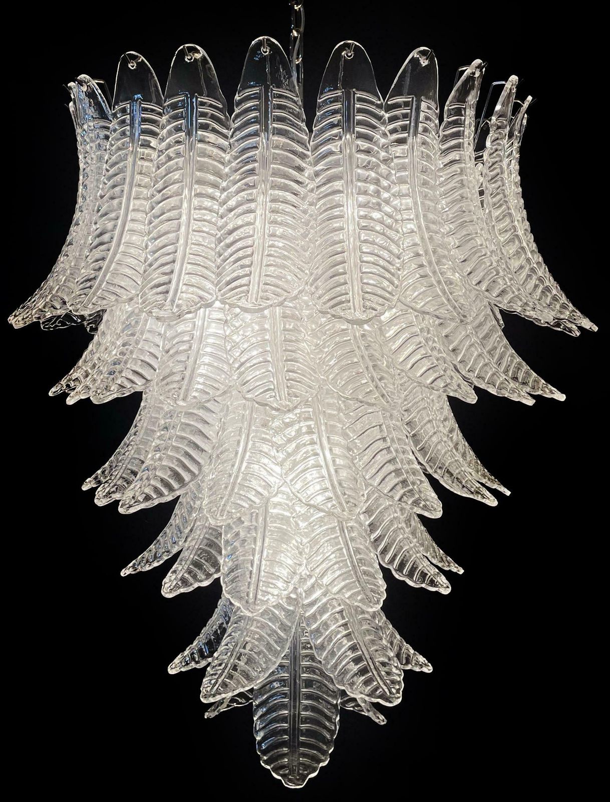 Huge Italian Murano Felci Glass Chandelier   75 Clear Glasses photo vinterior