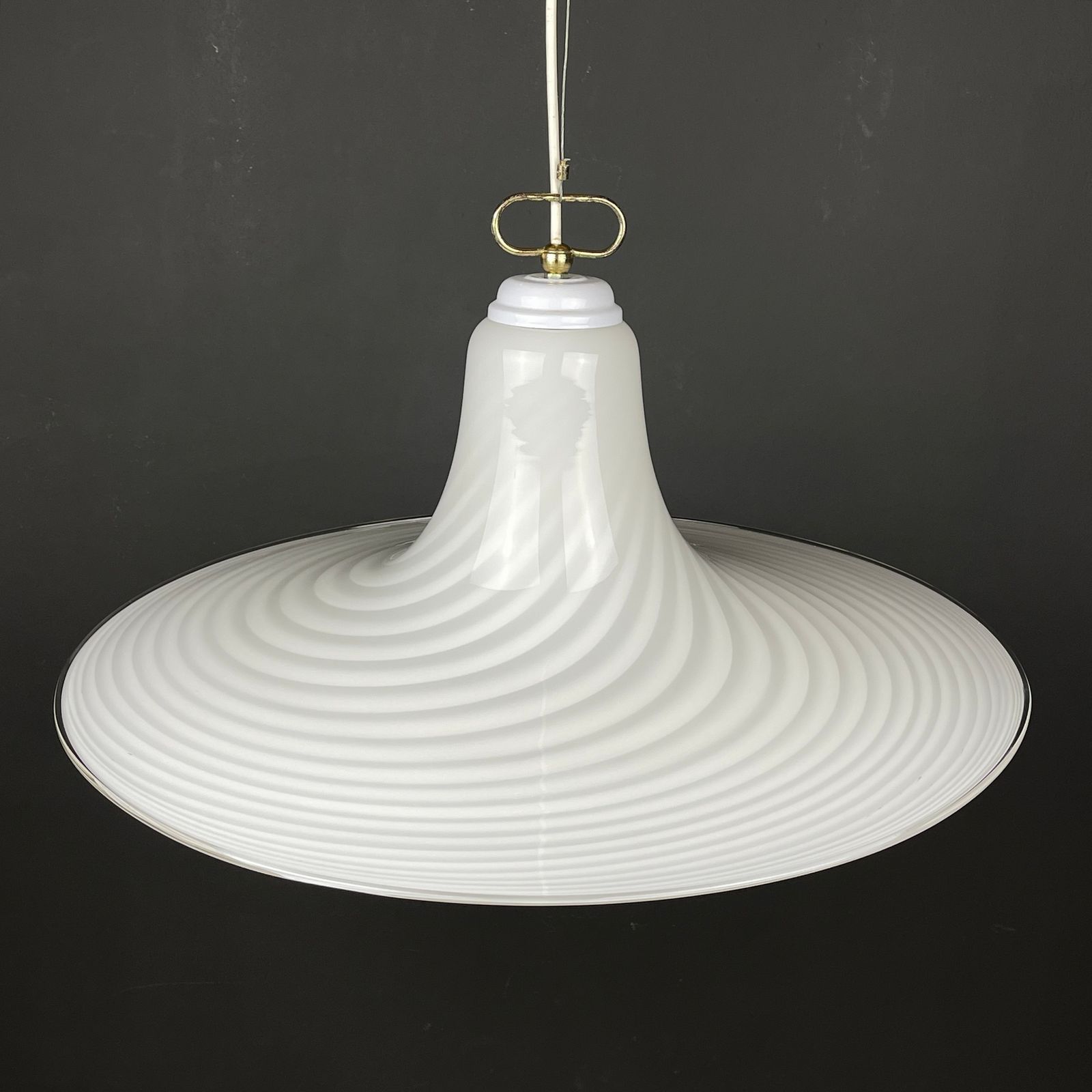 Classic Swirl Murano Glass Pendant Lamp Vetri Murano Italy 70s