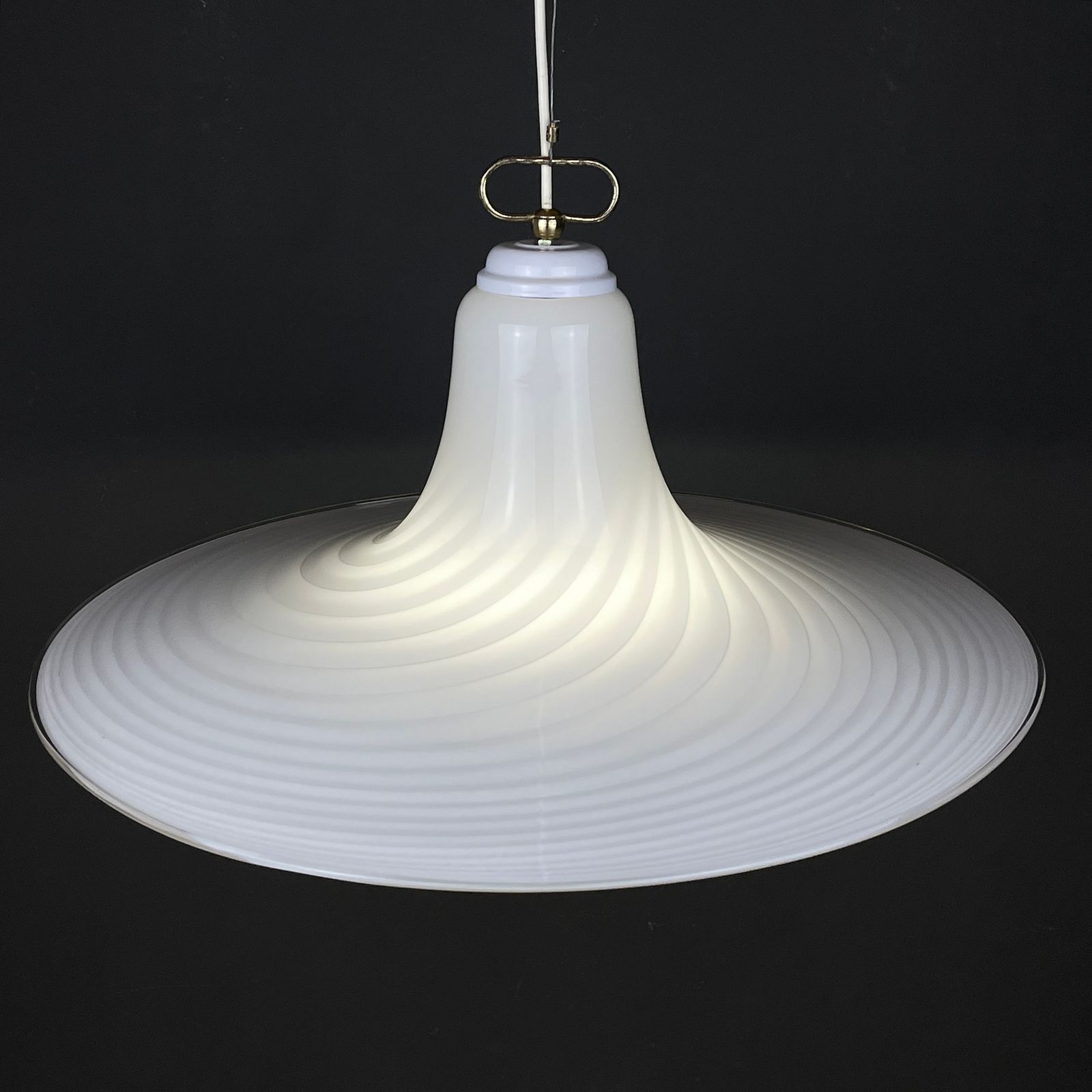 Classic Swirl Murano Glass Pendant Lamp Vetri Murano Italy 70s photo Lighting