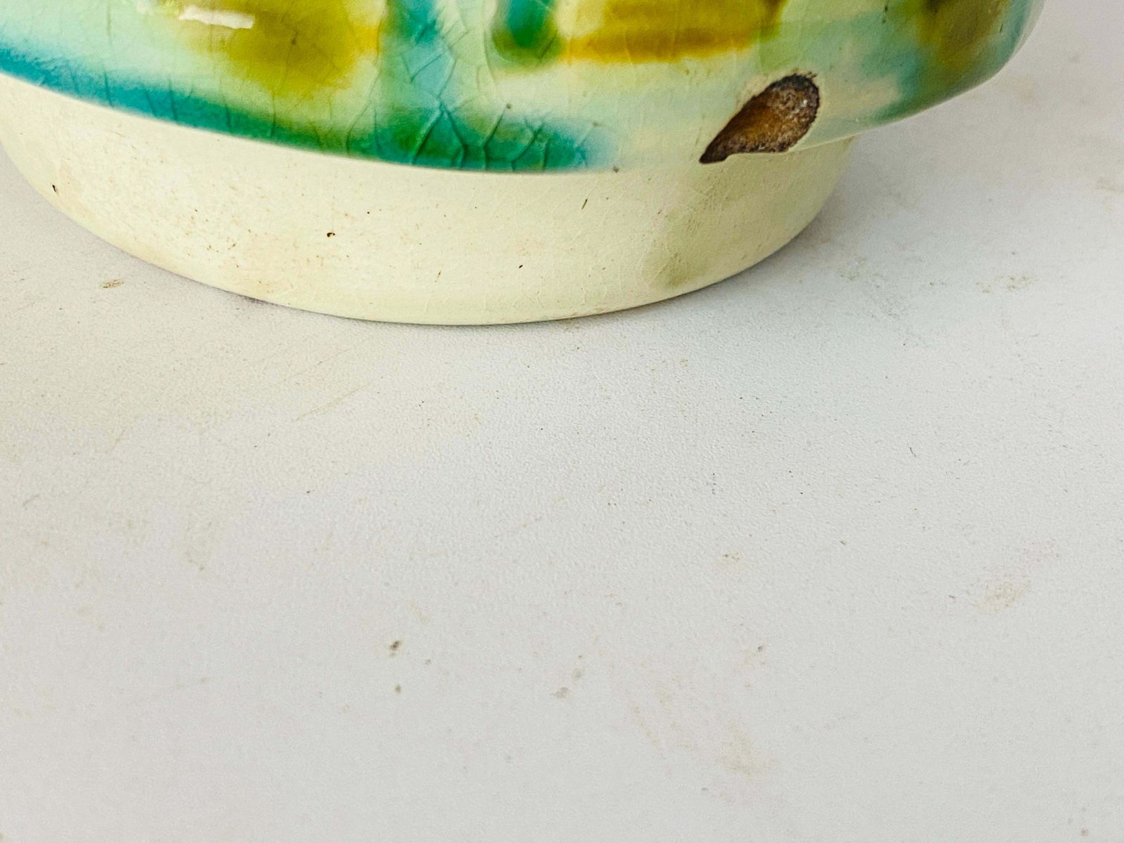 Majolica Lamp In Crackled Blue And Yellow Colour France 1960 photo furniture