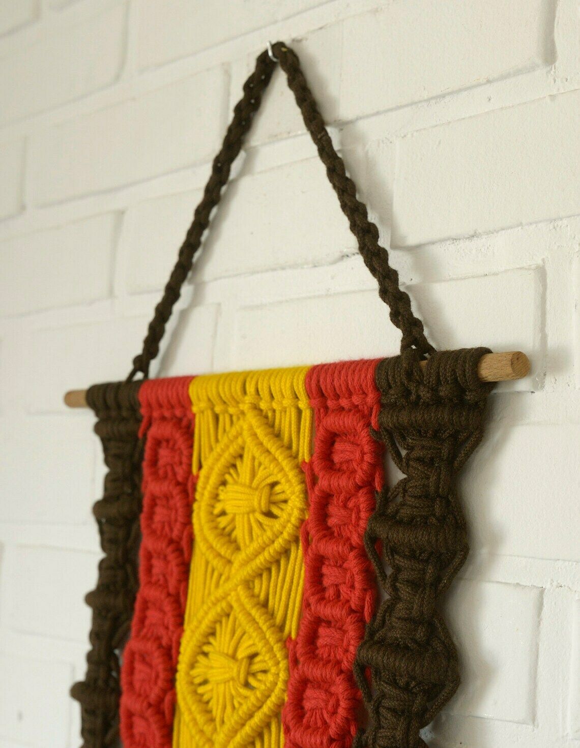 Large Macrame Wall Hanging  Vintage Wall Art From 1970s  Boho Home Decor  Mid Century Modern Woven photo vinterior