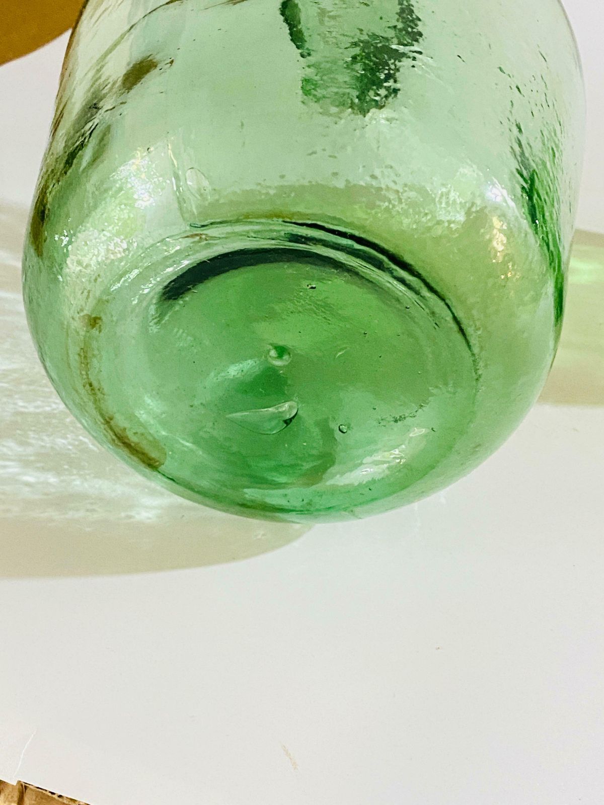 photo furniture Antique French Set Of Two Glass Bottles Green Colour From France Circa 1950
