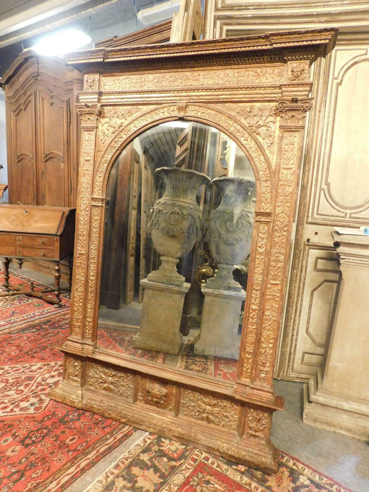 Ancient Gilded And Carved Floor Mirror, 19th Century Italy photo buy