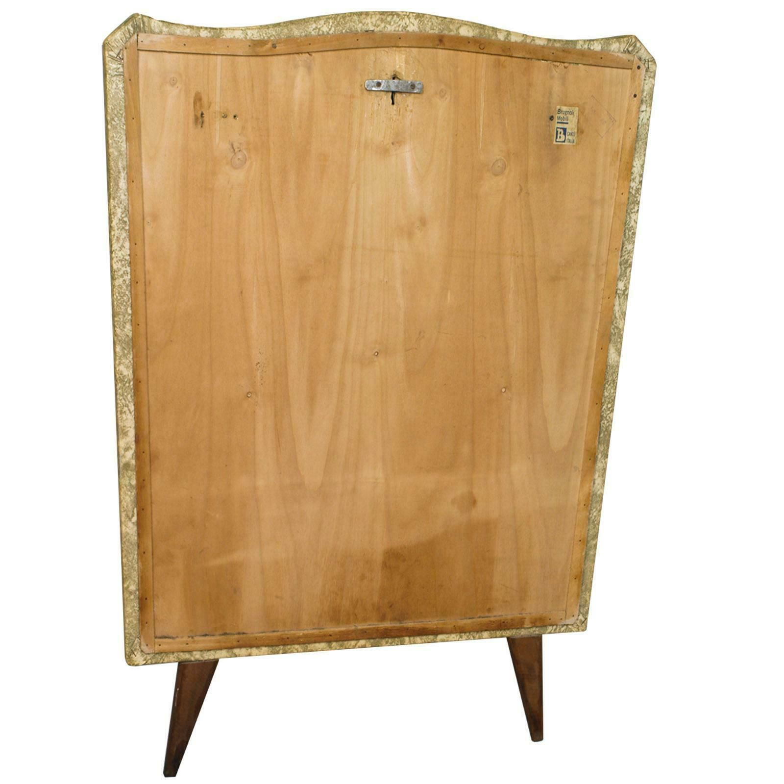 Midcentury Console In Gilded Brass And Plasticized Fabric Brugnoli Mobili Cantù photo 4027.52