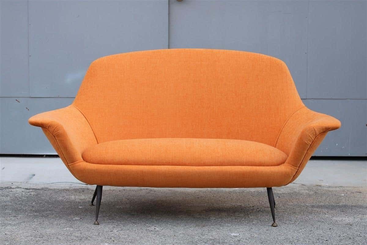 Midcentury Itmidcentury Italian Orange Velvet Sofa Augusto Bozzi For Saporiti Attributedalian Orange Velvet Sofa Augusto Bozzi For Saporiti Attributed photo furniture
