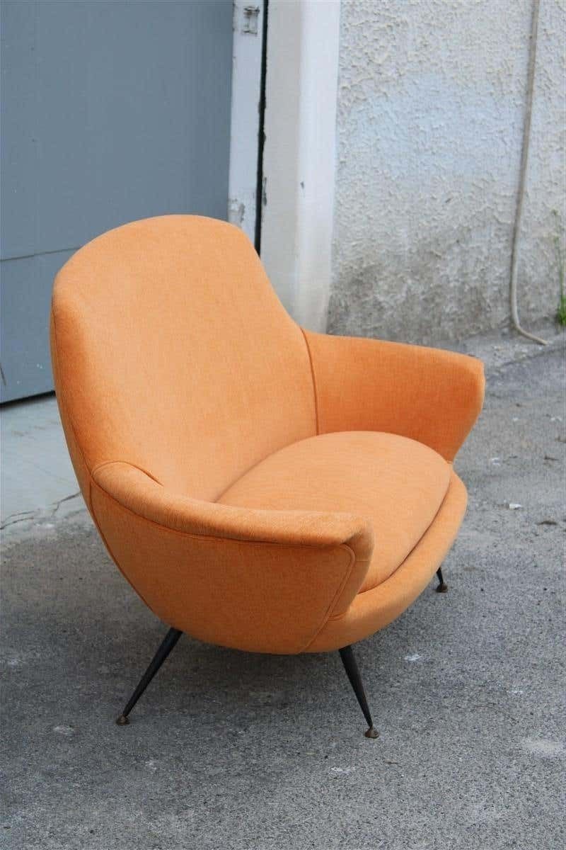 photo for sale Midcentury Itmidcentury Italian Orange Velvet Sofa Augusto Bozzi For Saporiti Attributedalian Orange Velvet Sofa Augusto Bozzi For Saporiti Attributed