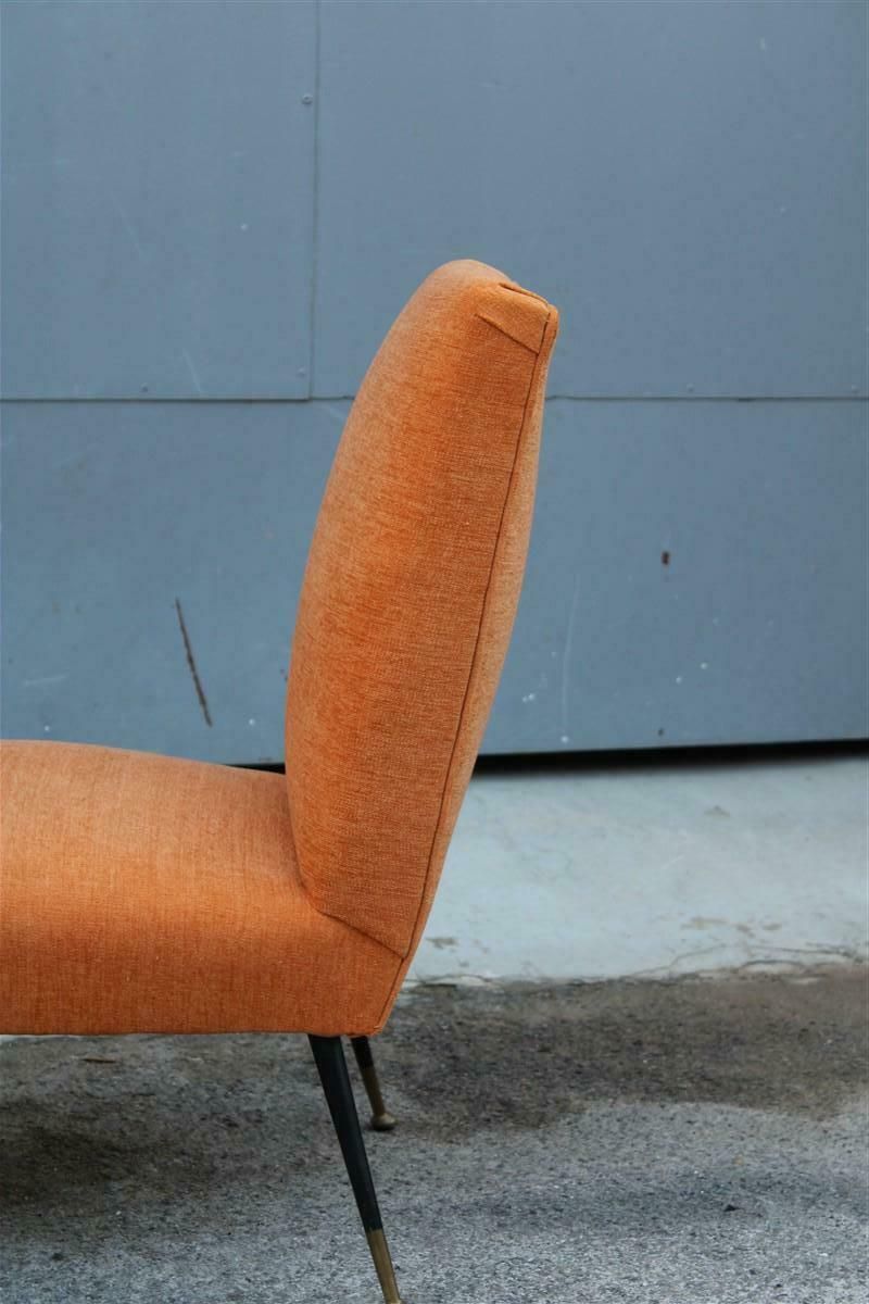 Pair Of Bedroom Chairs Gigi Radice Minotti Velvet Orange Brass And Metal Feet photo furniture