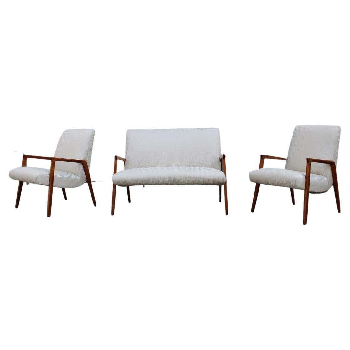 Living Room Sets Midcentury Design Cherry Wood Minimal Made In Italy, 1950s