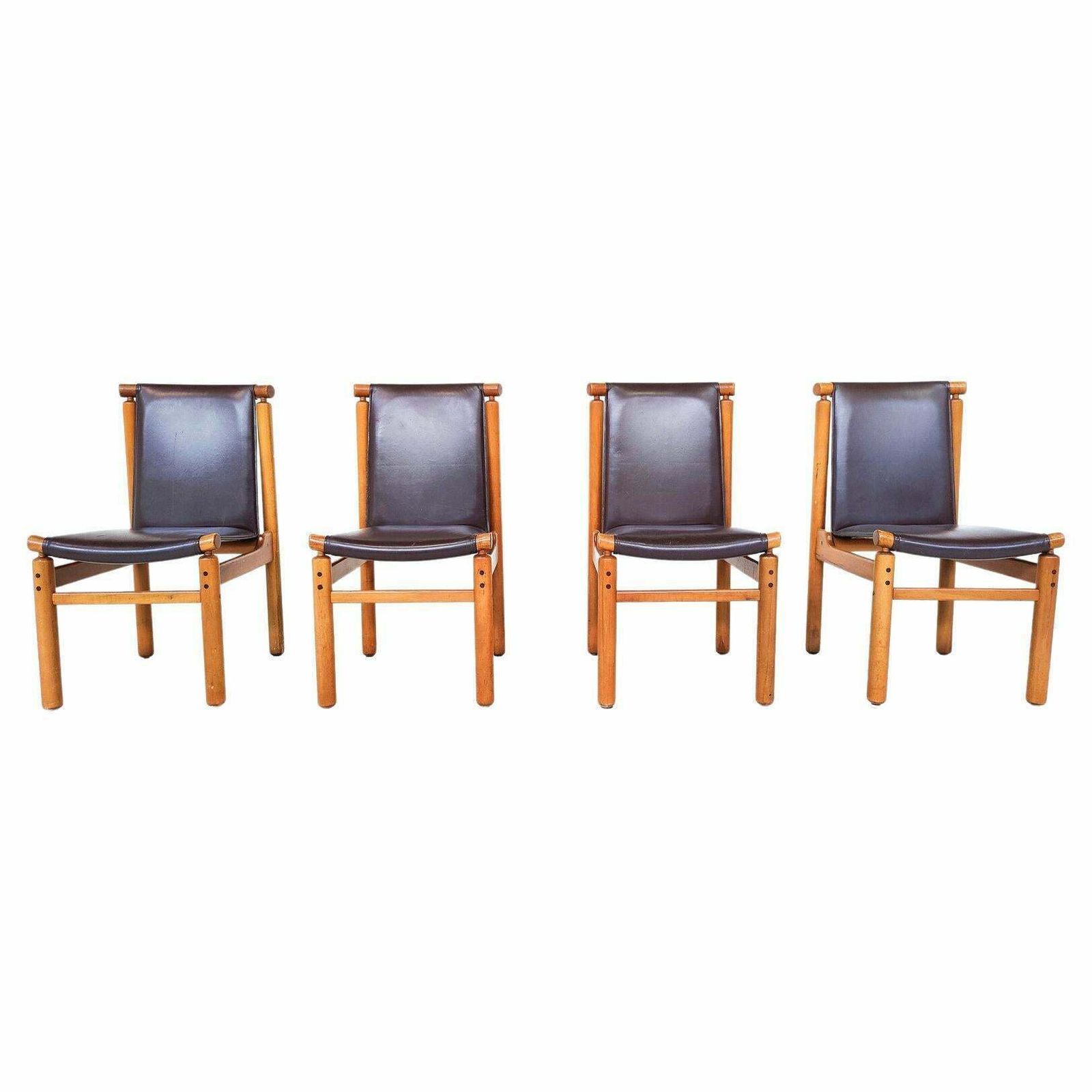 photo for sale Mid Century Modern Set Of 4 Leather Dining Chairs By Ilmari Tapiovaara