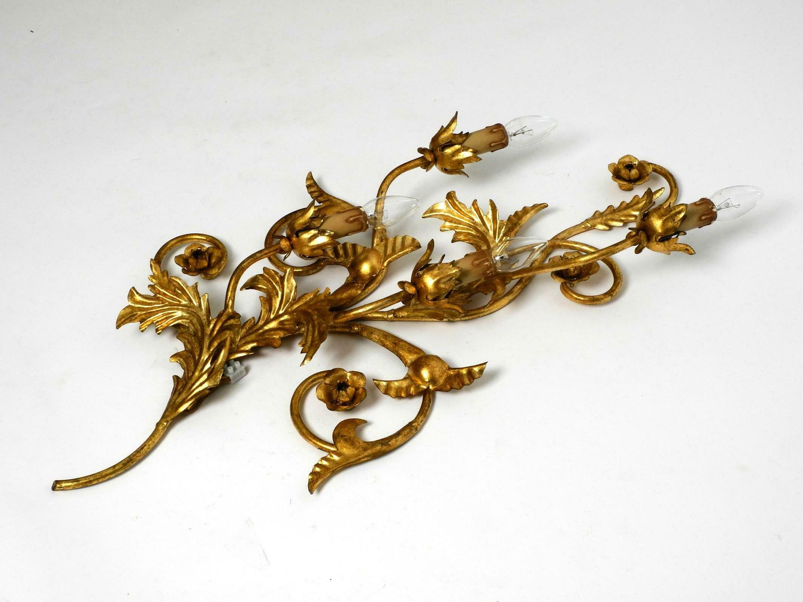 Beautiful Xl 1960s Italian Gold Plated Wall Lamp With Four Sockets photo furniture