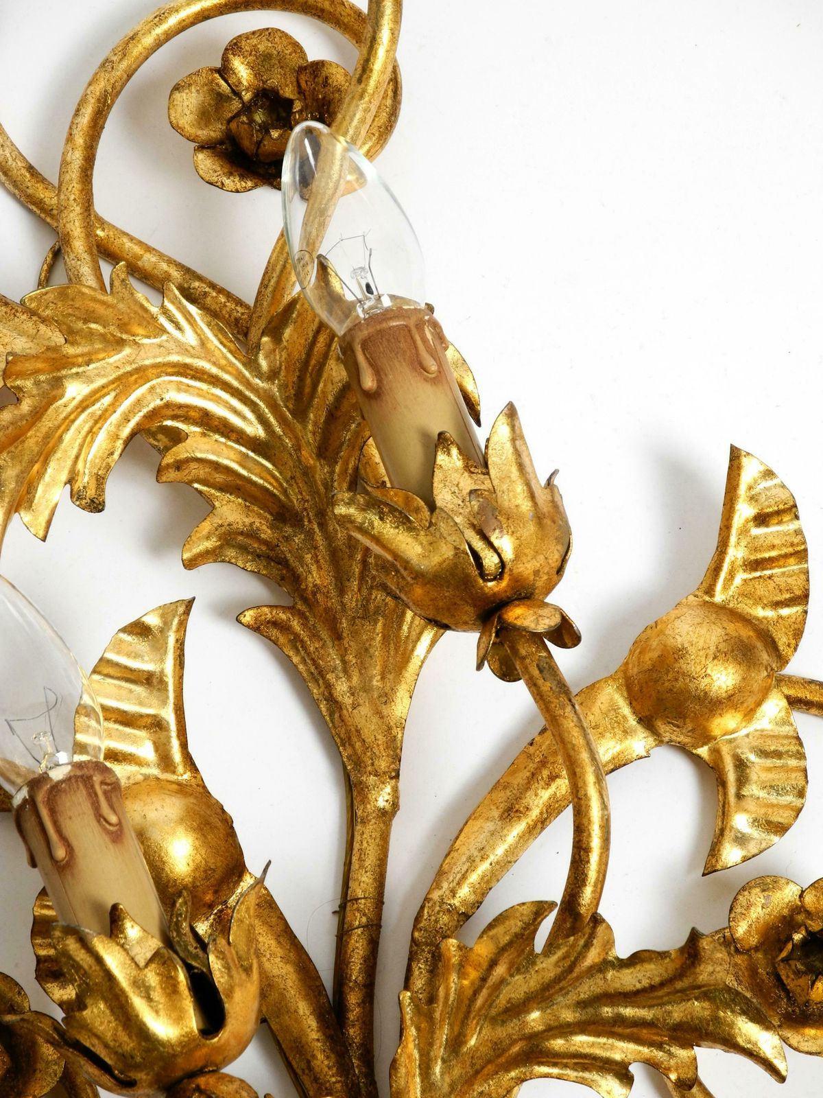 photo vinterior Beautiful Xl 1960s Italian Gold Plated Wall Lamp With Four Sockets