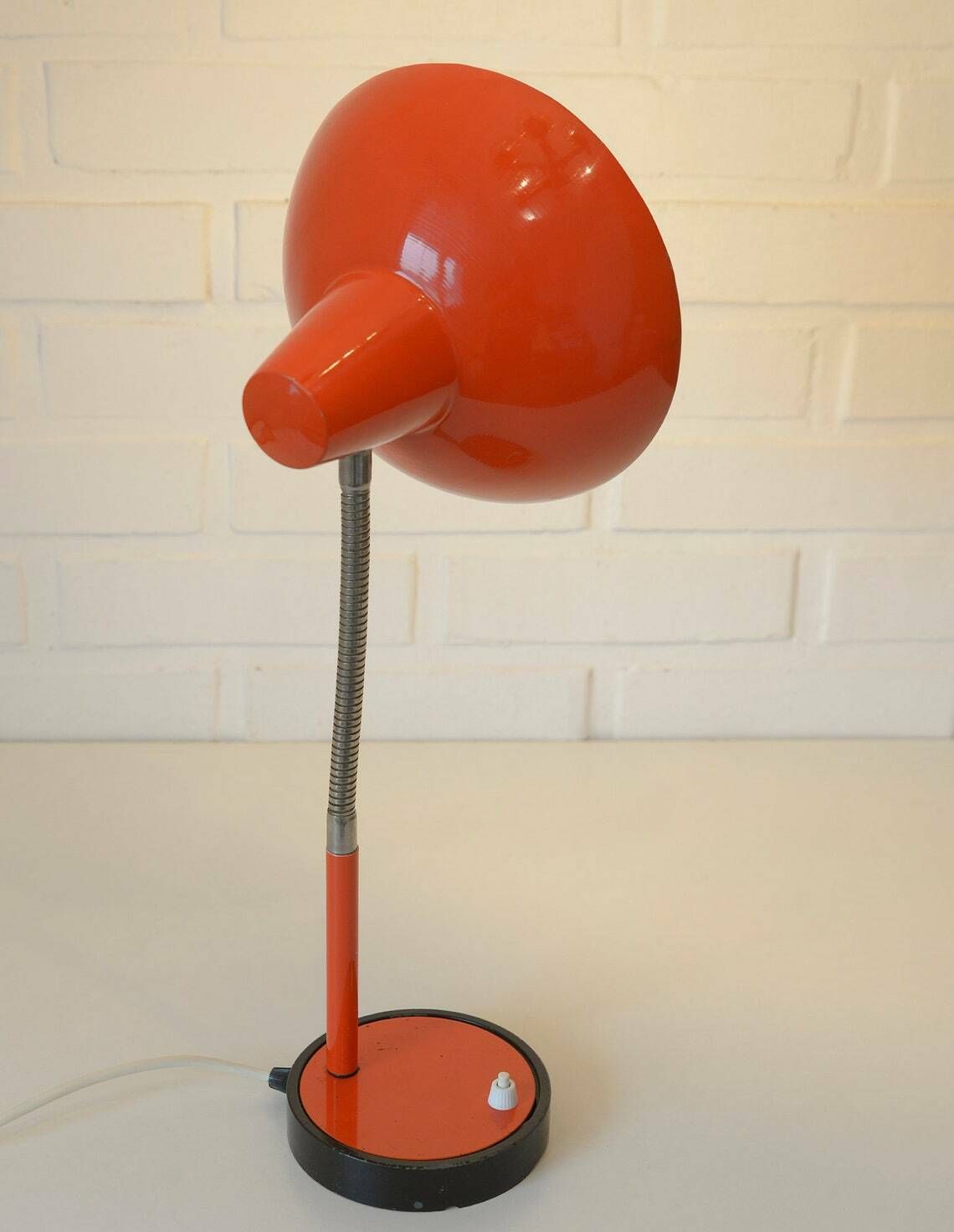 Vintage Desk Lamp  Orange  Red  Industrial Gooseneck Table Light  Made In Yugoslavia In 1970's photo 166.0