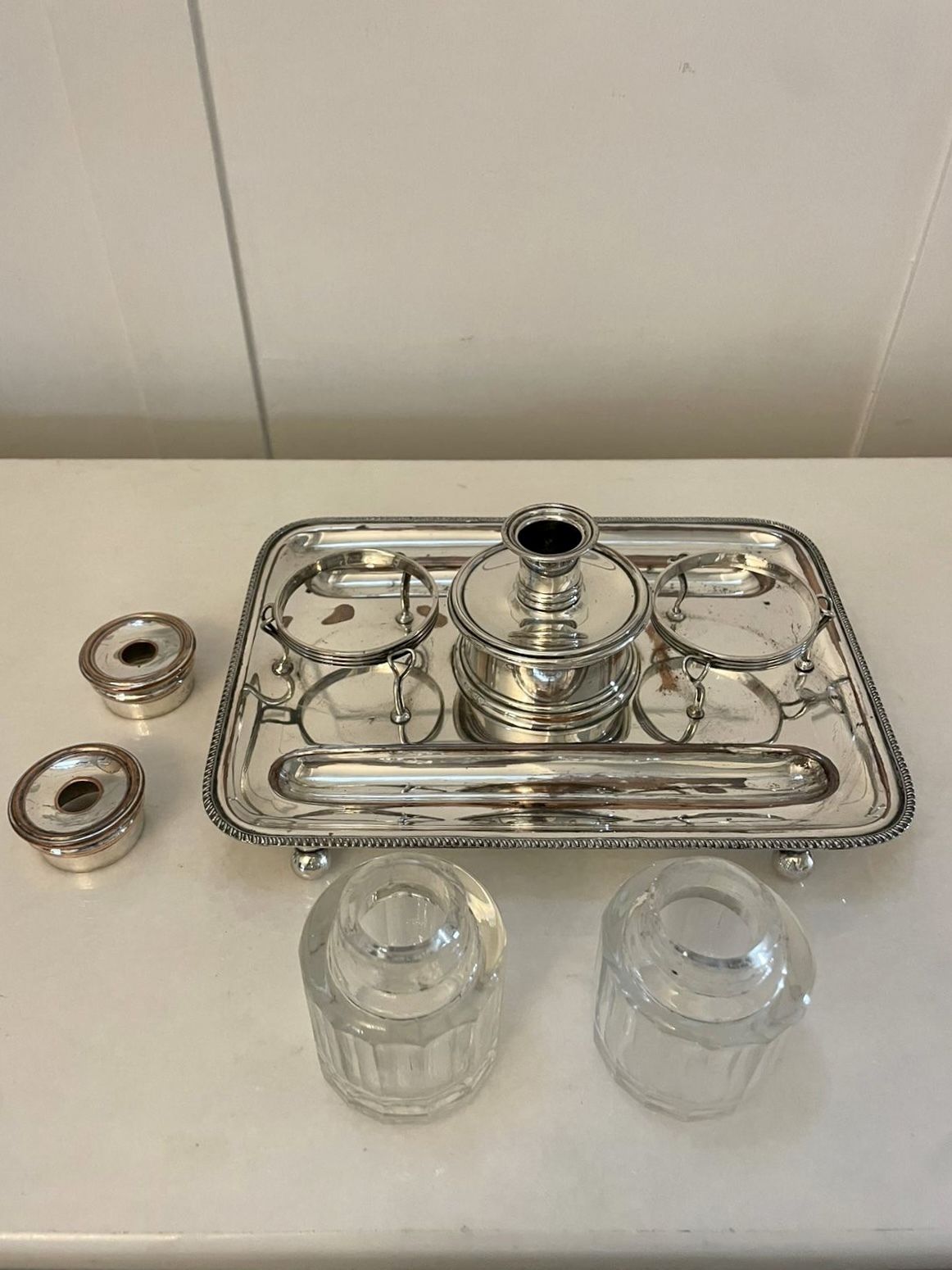 Antique 19th Century Quality Sheffield Plated Desk Set By Daniel Holy Of Sheffield photo vinterior