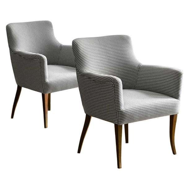 Midcentury Armchairs Reupholstered In Dedar Fabric Set Of 2