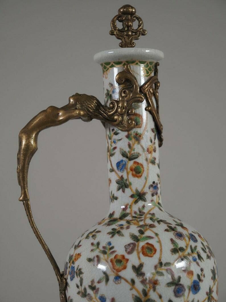 photo furniture Porcelain With Bronze Art Nouveau Carafe , Gift, Home Deco