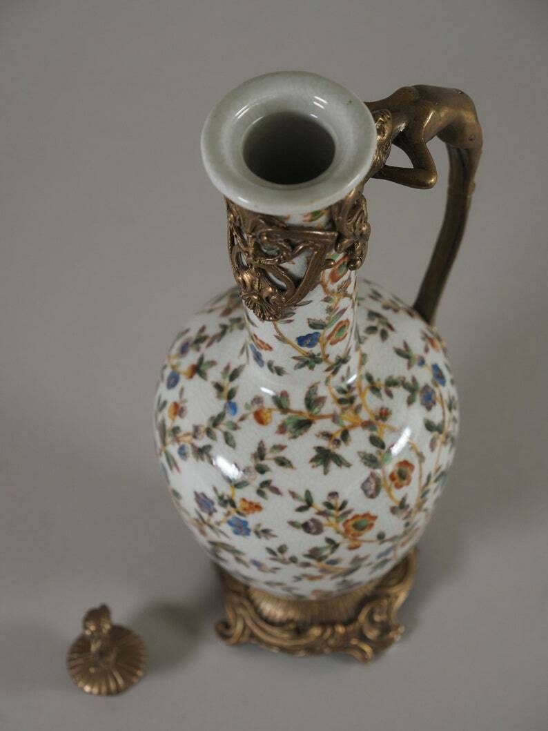 photo for sale Porcelain With Bronze Art Nouveau Carafe , Gift, Home Deco