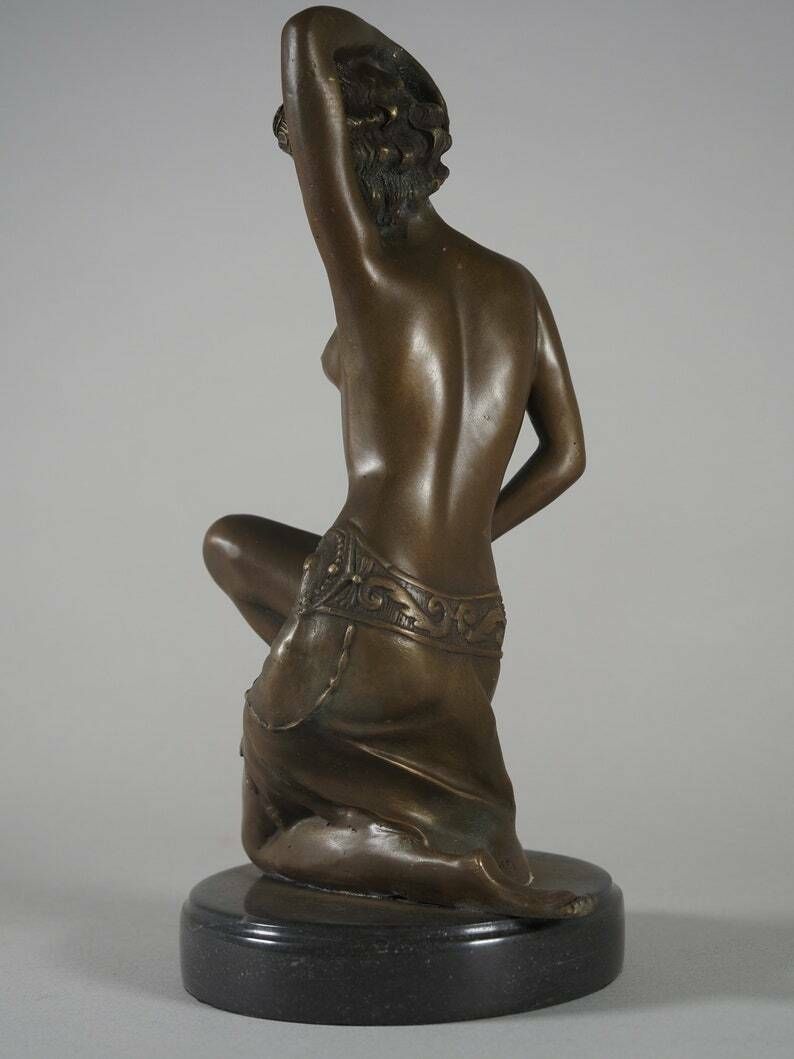 Art Deco Dancer Woman Bronze Sculpture, Bronze Sculpture On Marble Base, Dancing Woman, Signed Milo, Gift Idea photo buy