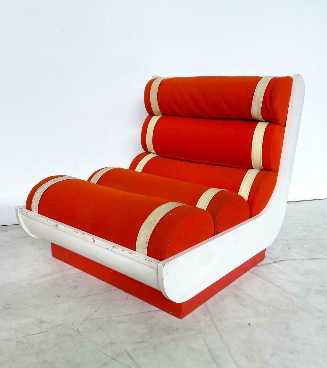 Mid Century Modern Pair Of Italian Red Armchairs, 1960s   Orignal Upholstery photo for sale