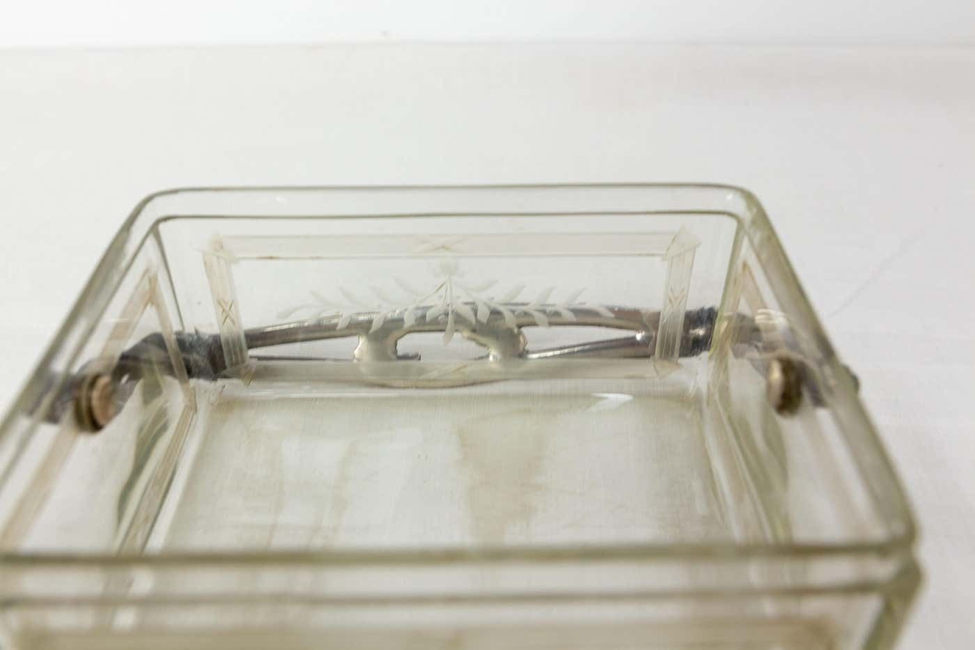 Elegant Glass And Metal Box From The Napoleon III Period photo vintage