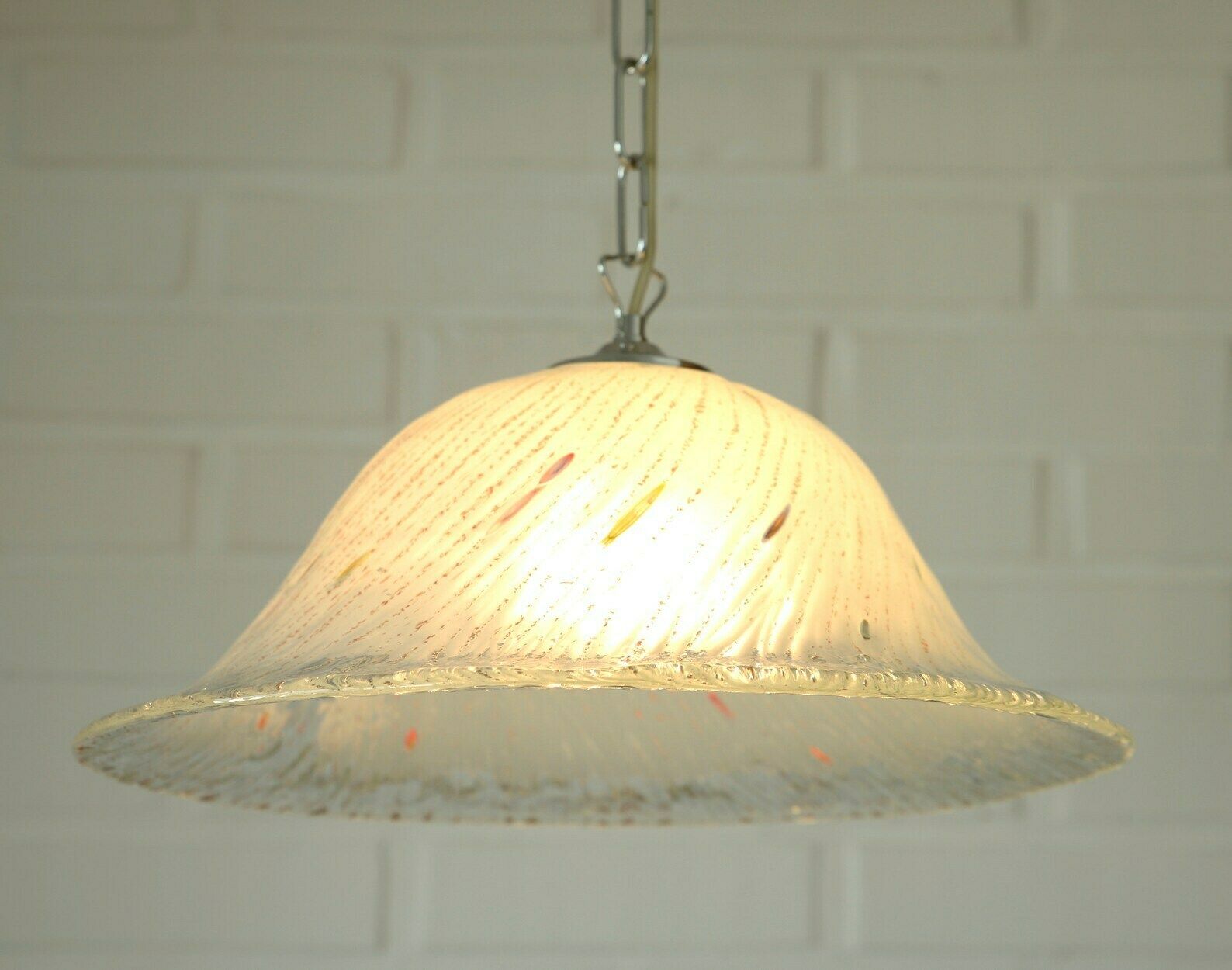 Vintage Pendant Light / Unique Light Fixture / Murano Style / Hand Blow Glass / Chandelier photo for sale