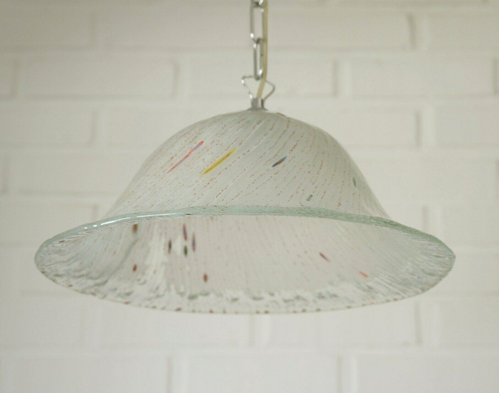 Vintage Pendant Light / Unique Light Fixture / Murano Style / Hand Blow Glass / Chandelier photo Lighting