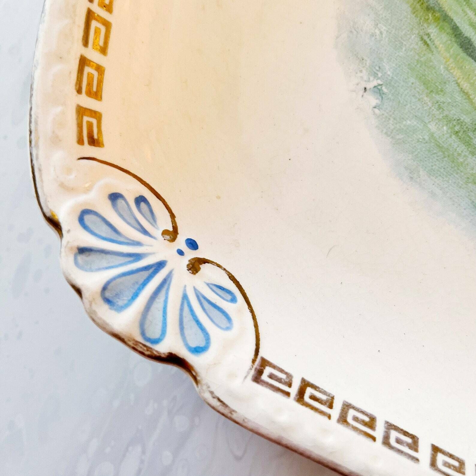 Antique Fish Platter, Antique Serving Dish, French Ceramic Platter, German Ceramic Serving Dish By Franz Antone Mehlem, Bonn Pottery Germany photo Home Decor
