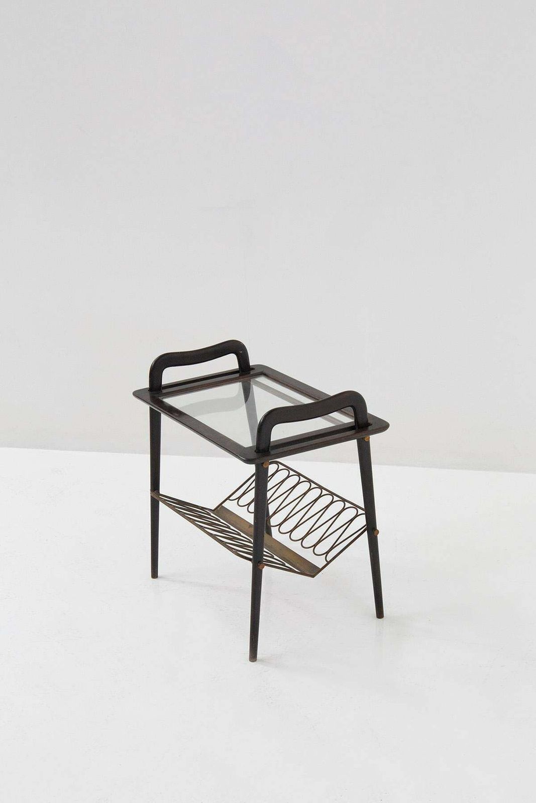 Small Table With Tray By Paolo Buffa In Wood And Brass Attr. photo for sale