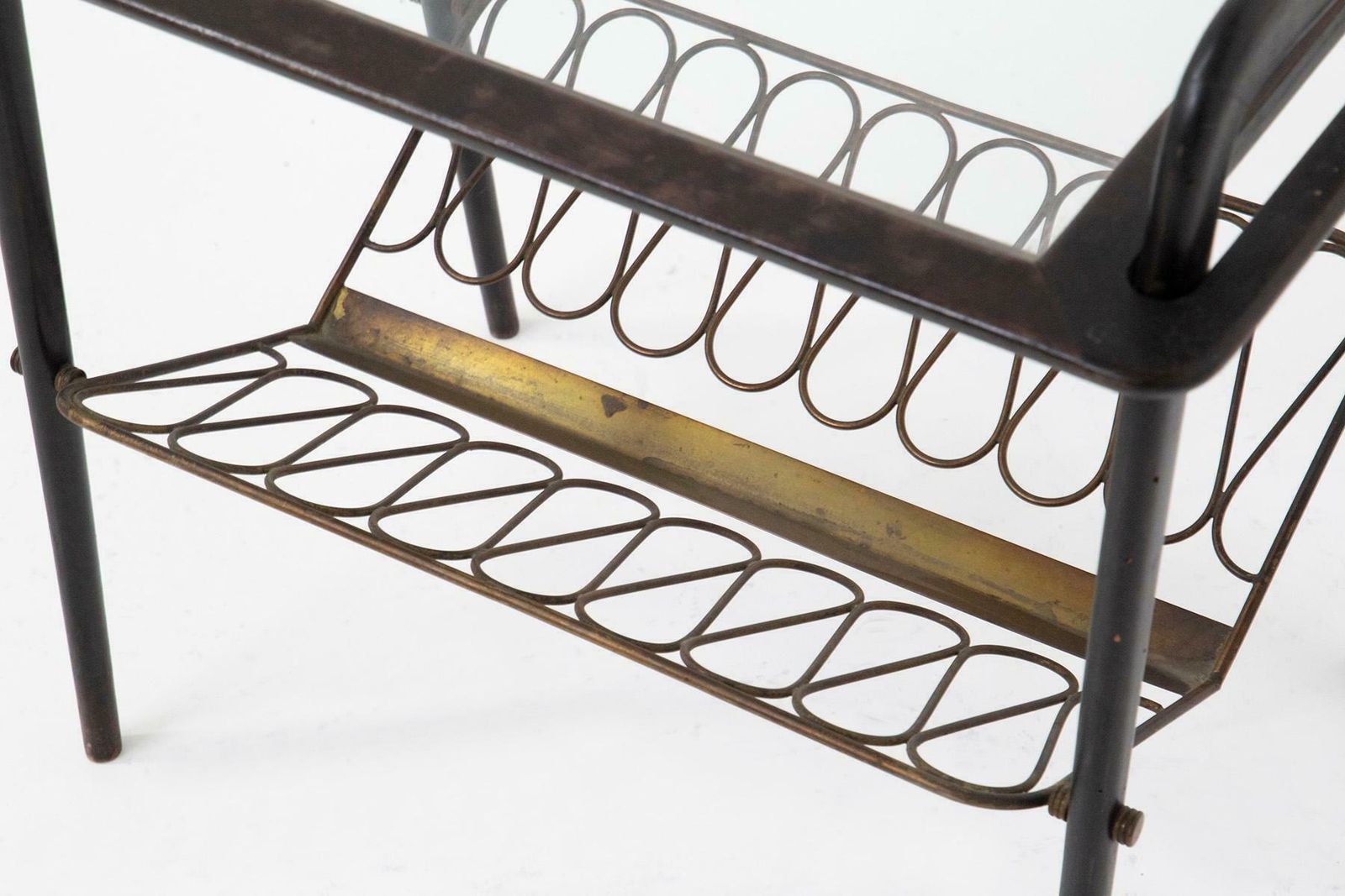 photo furniture Small Table With Tray By Paolo Buffa In Wood And Brass Attr.