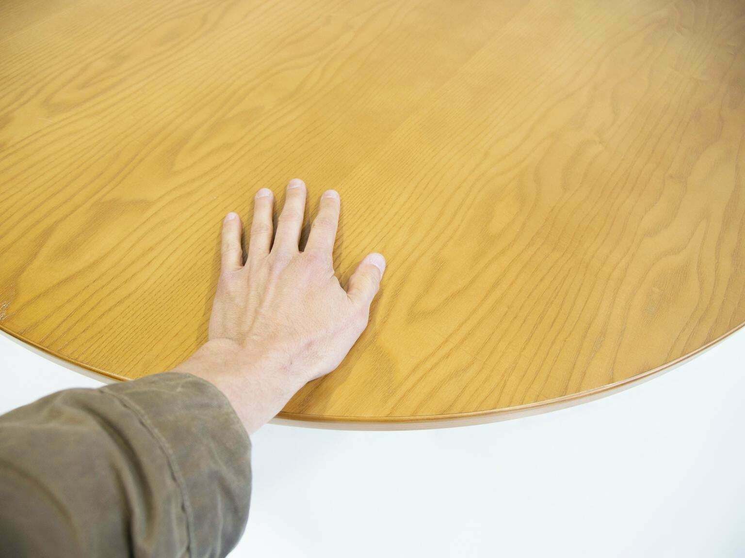 Round Dining Table Of Ash Wood With Brass Details photo 2852.0