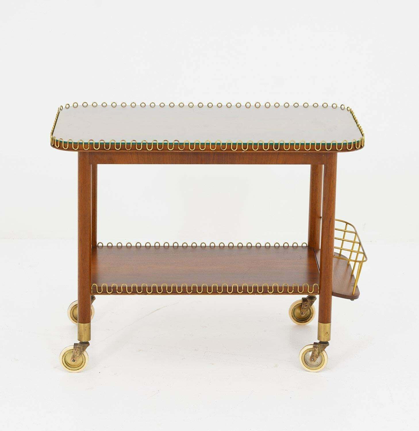 Swedish Modern Bar Cart In Mahogany And Brass photo furniture