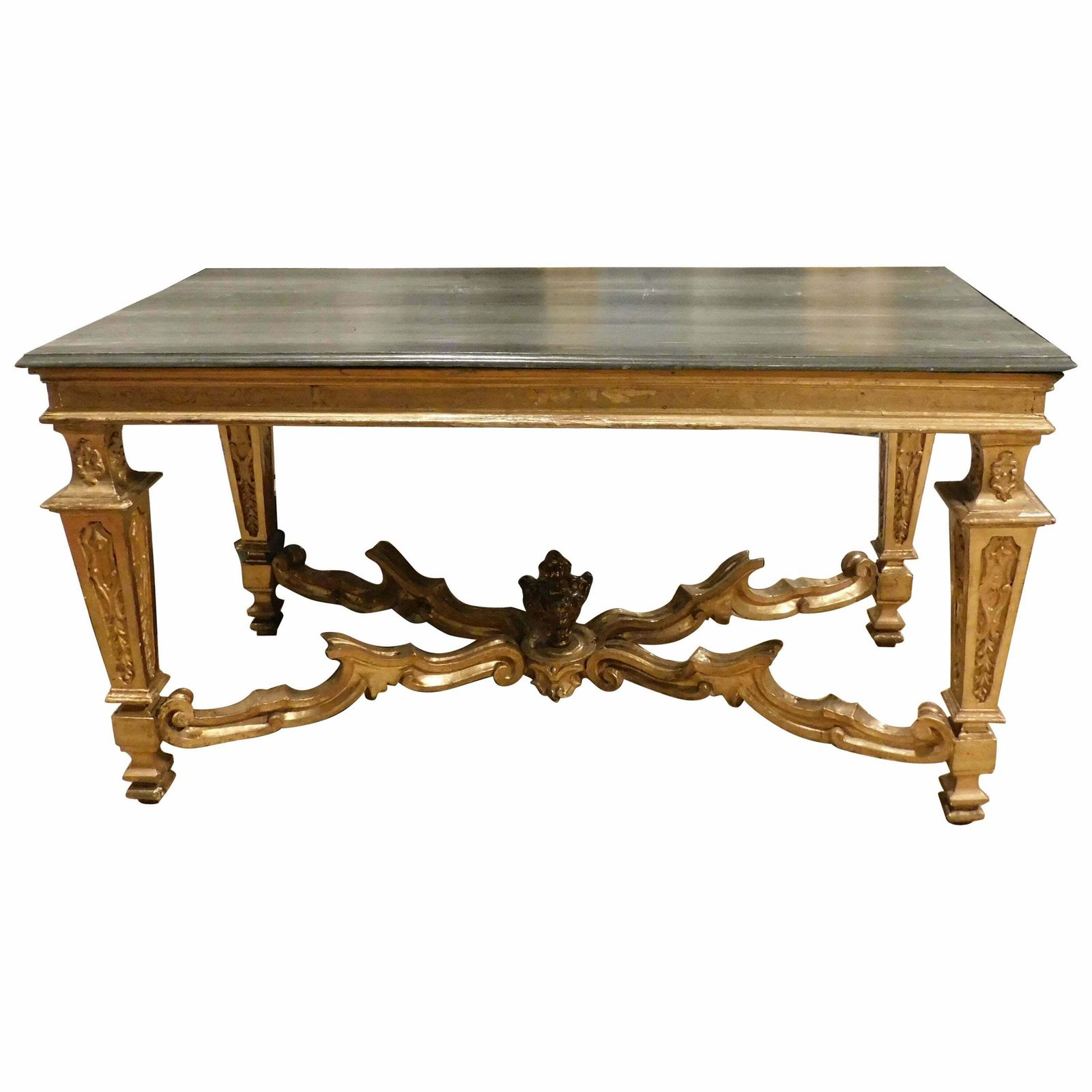 Antique Table Console In Lacquered And Gilded Wood, First Half Of The 18th Centu
