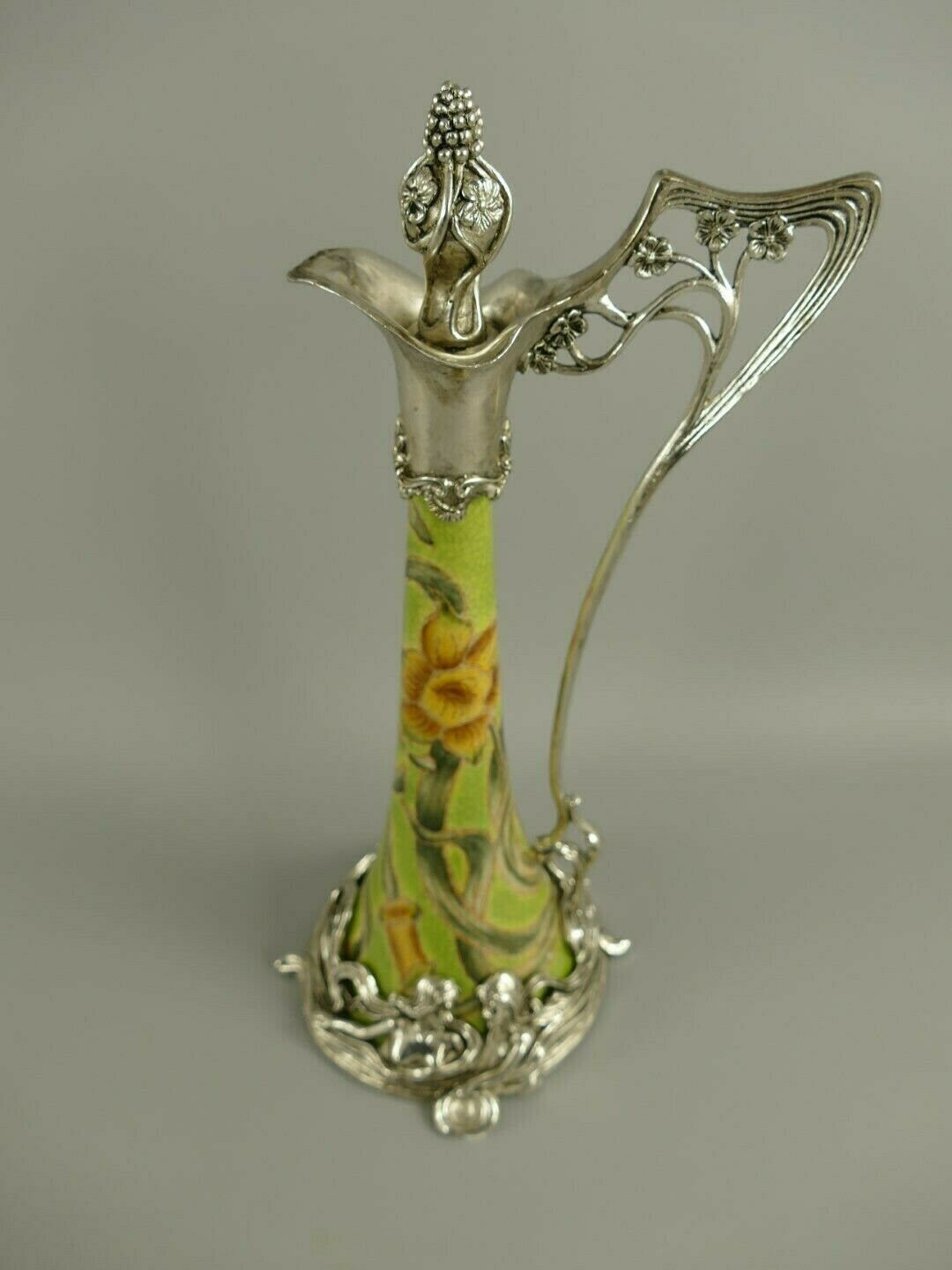 Carafe Porcelain Brass Art Nouveau Nostalgia Antique Style H.35cm Handle Jug photo furniture
