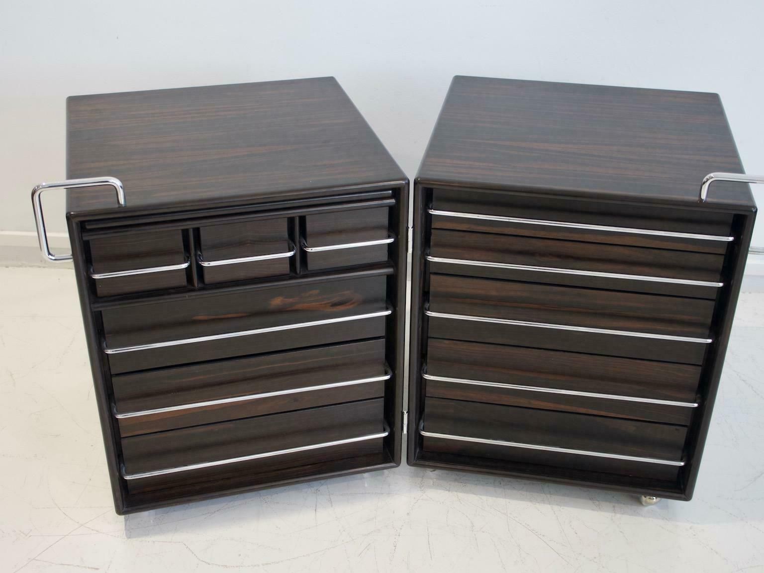 Furniture Fabio Lenci For Bernini Wood And Steel Chest Of Drawers photo