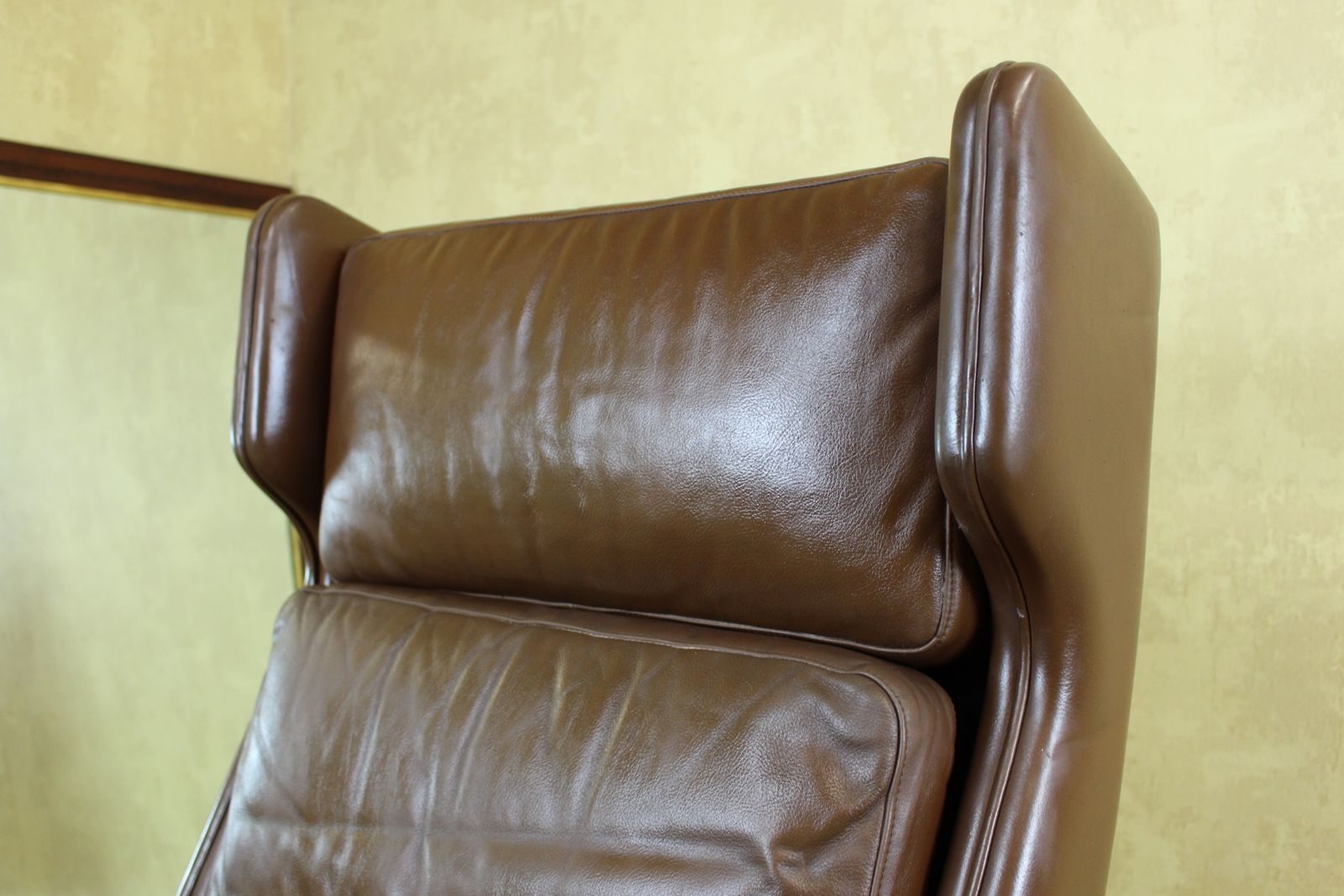 Stylish Danish Mid Century Brown Leather Armchair 1960’s photo for sale
