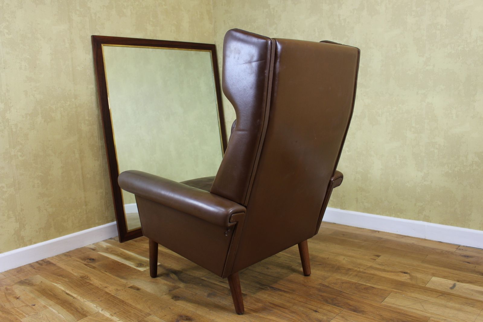 Stylish Danish Mid Century Brown Leather Armchair 1960’s photo 545.0