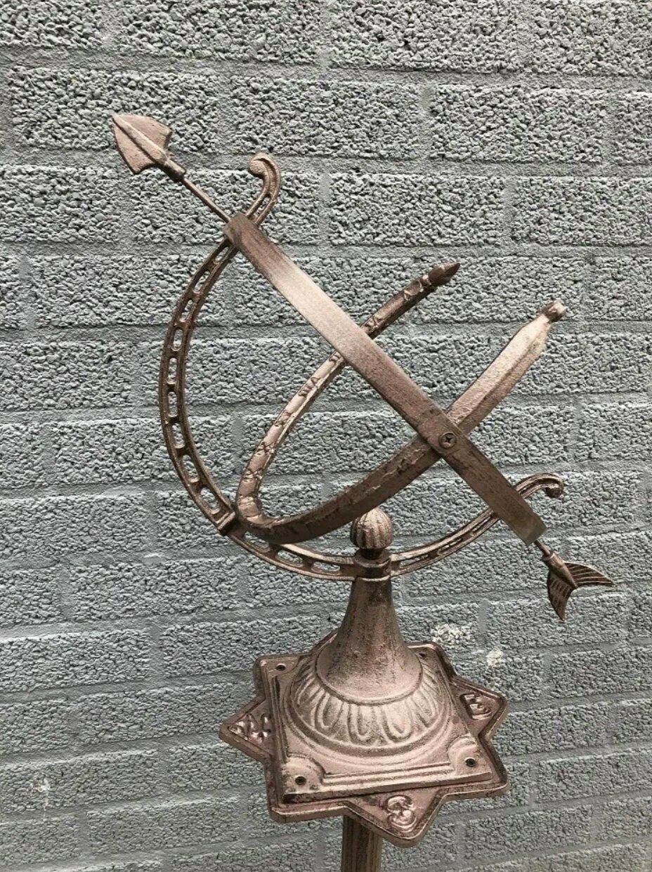 Sundial Garden Decoration Antique Style Zodiac Sundial H.120 Cm Cast Iron photo furniture