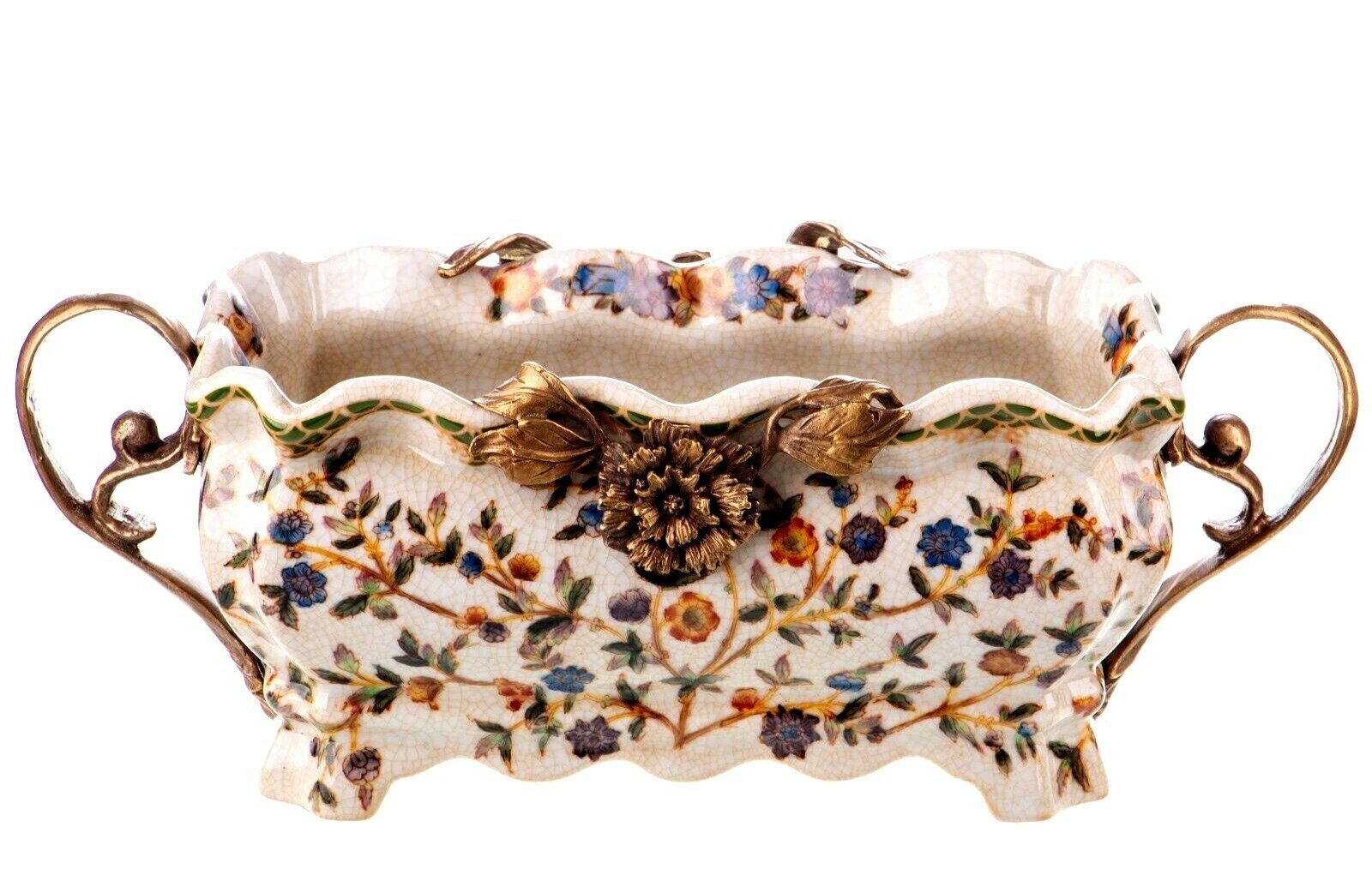 Vintage Porcelain With Bronze Bowl With Roses Art Nouveau, Beautiful Gift, Deco