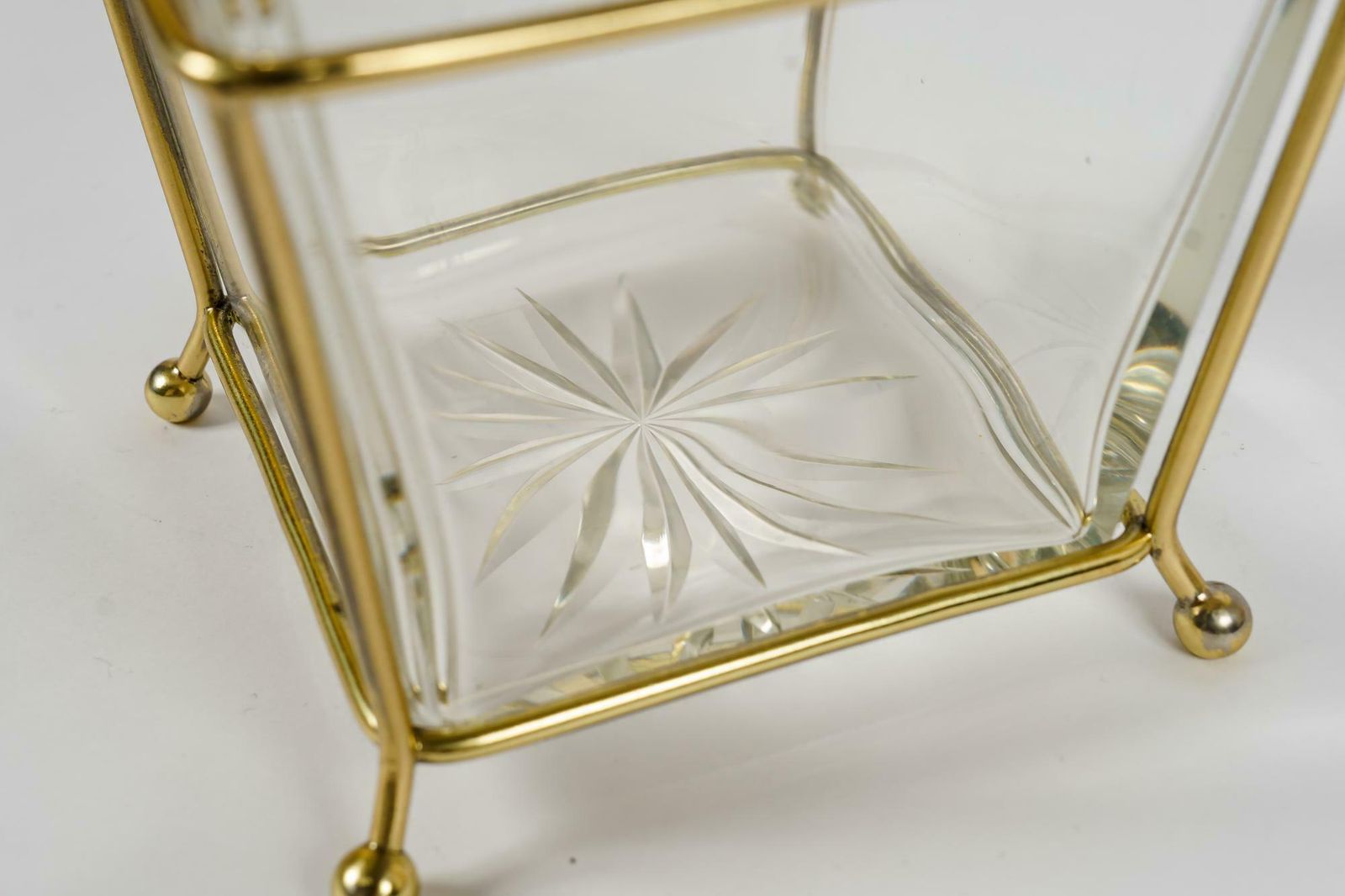254.0 Art Deco Sugar Bowl With Original Glass And Brass Parts Vienna Around 1920s photo