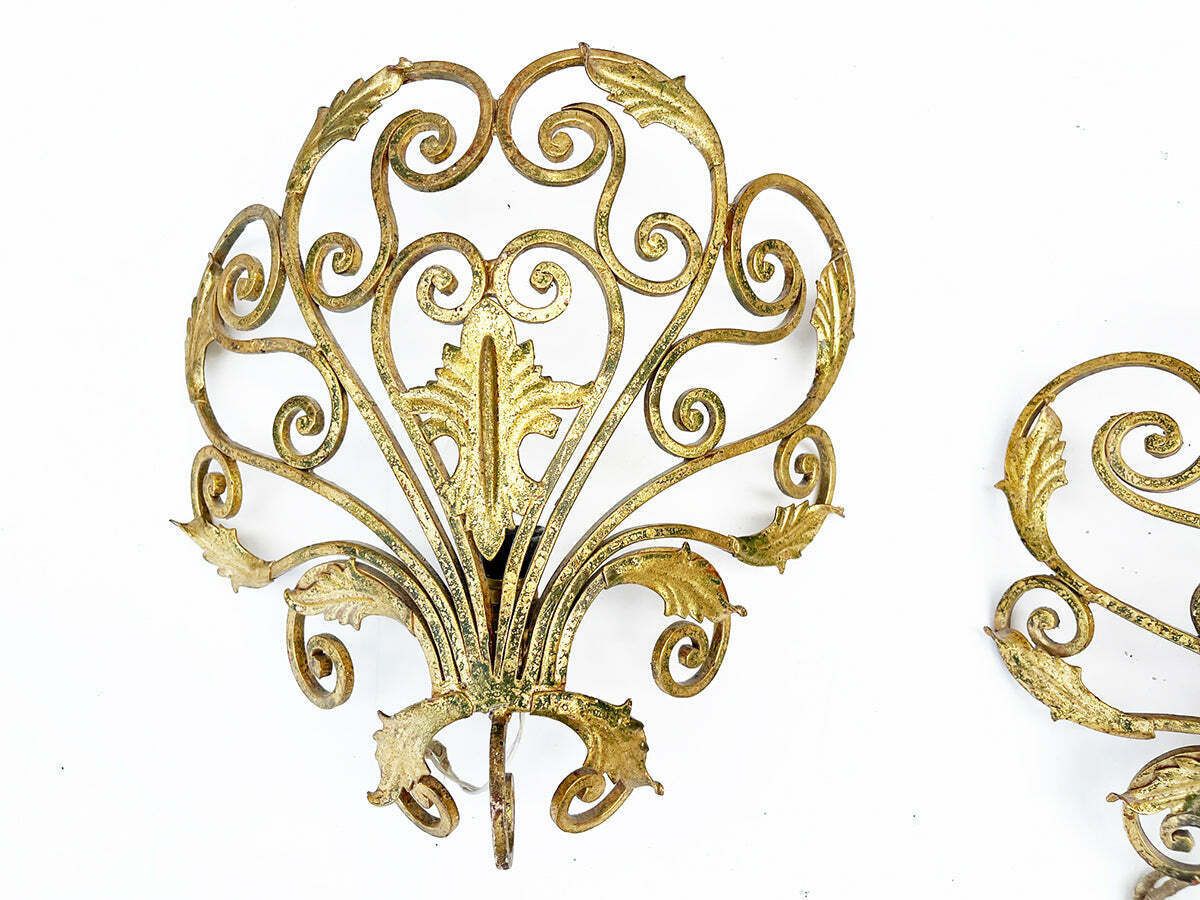 Pair Of Gold Wrought Iron Appliques Attr. Colli '50  Design photo furniture